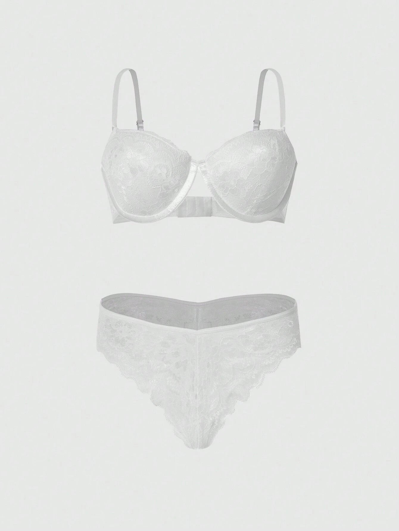 DesireSculpt Floral Lace Underwire Bra & Panty Lingerie Set