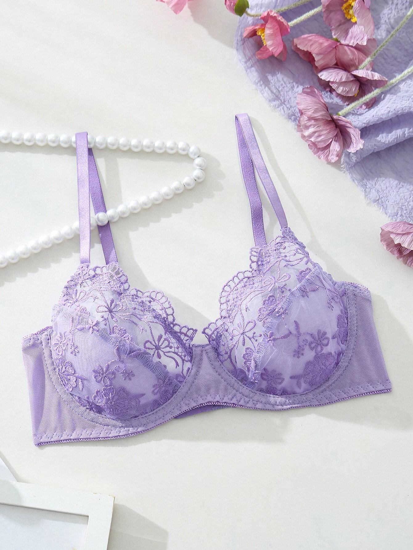 Floral Lace Underwire Bra