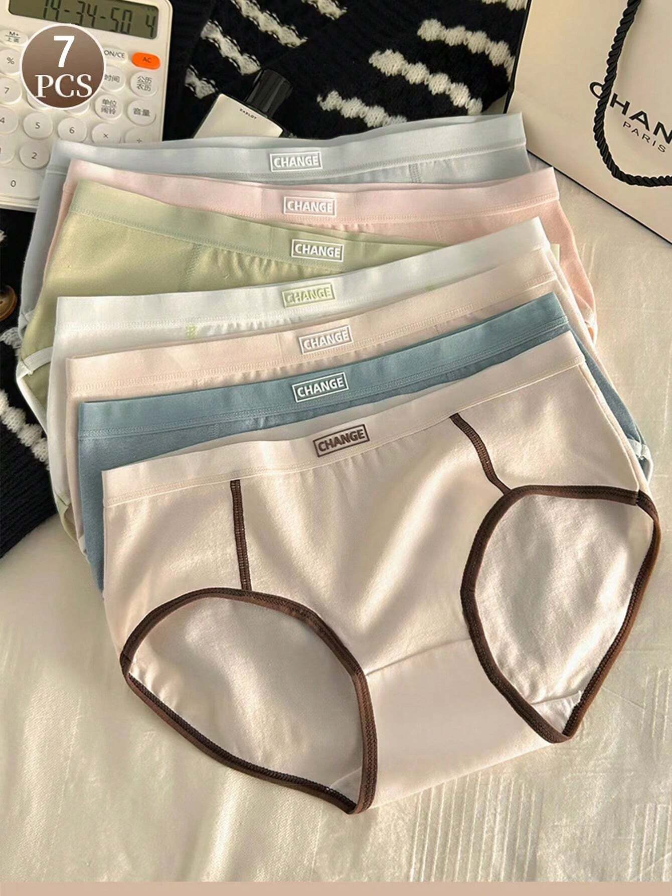 7pcs Women's Sexy Solid Color Triangle Underwear Set Multicolor