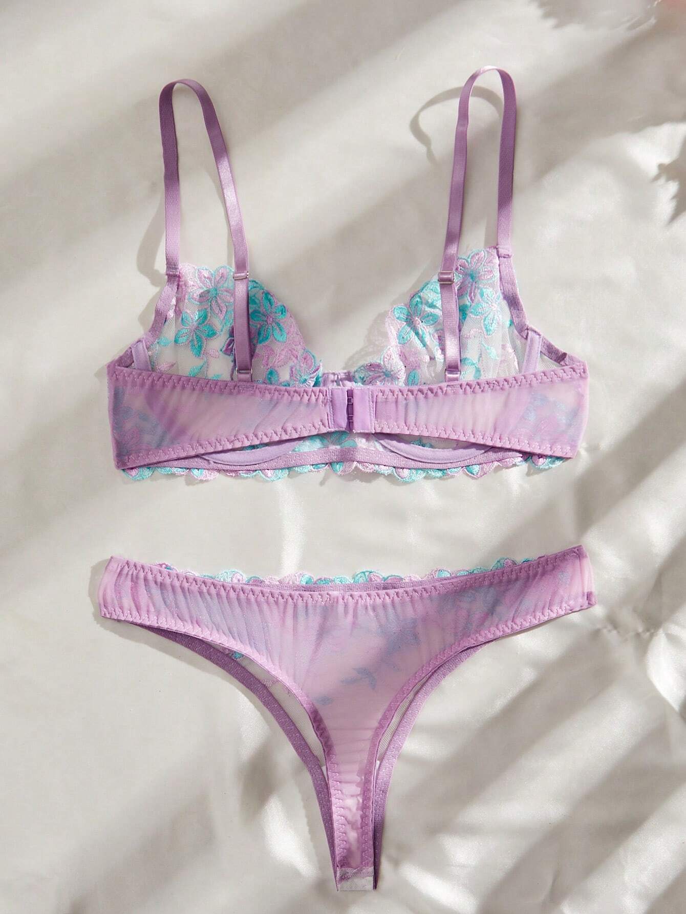 2 Pieces Romantic Pink Women Underwire Bra And Panty Set