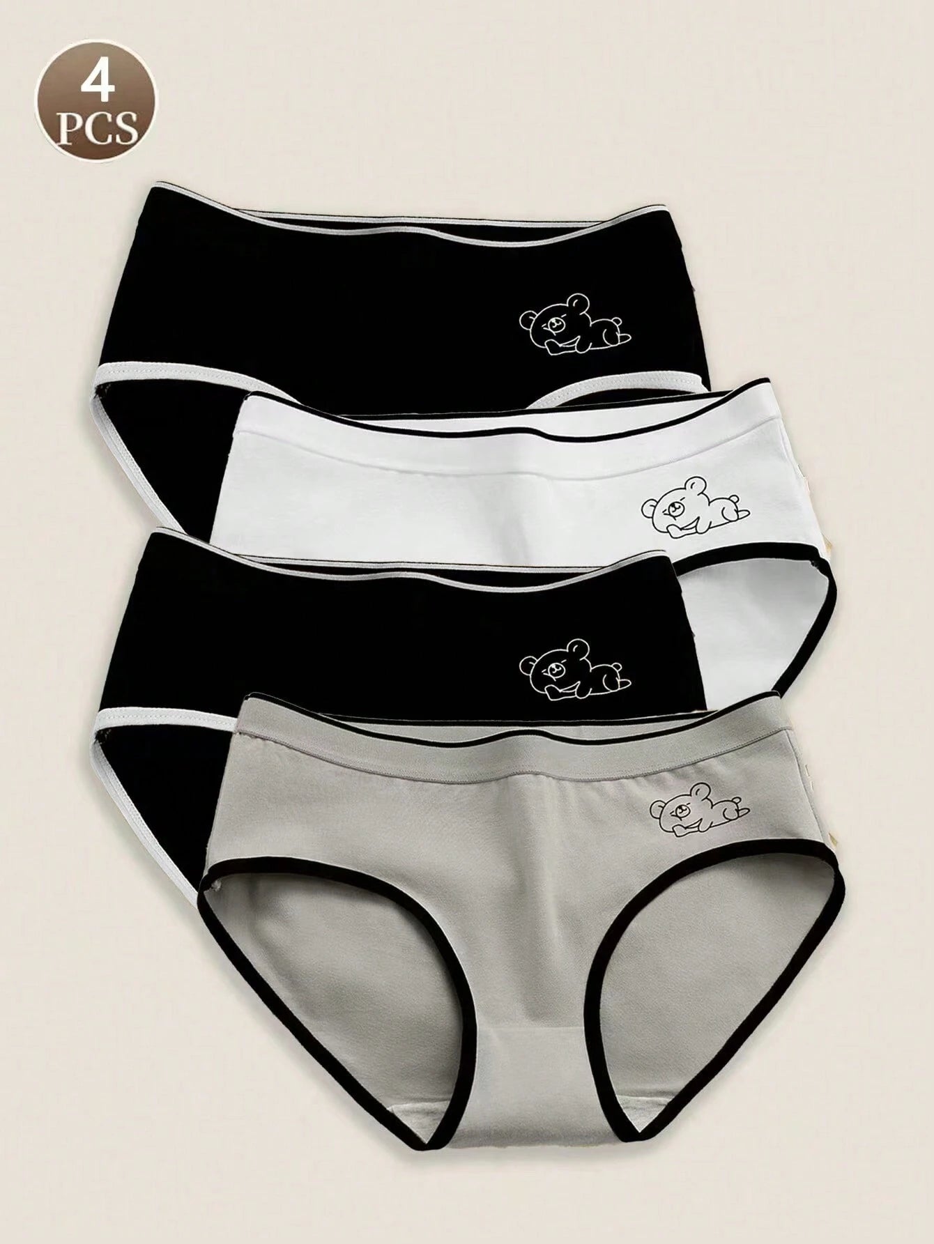 4-Pack Women Underwear Sexy Solid Color Briefs Multicolor