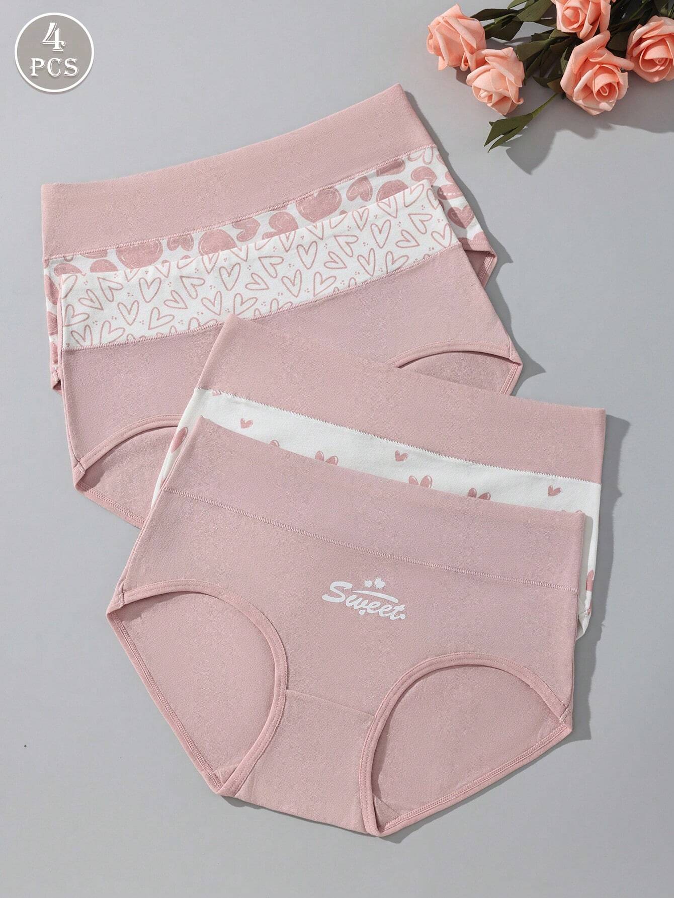 4pcs/Pack Women Plus Size Comfortable Breathable Bikini Underwear