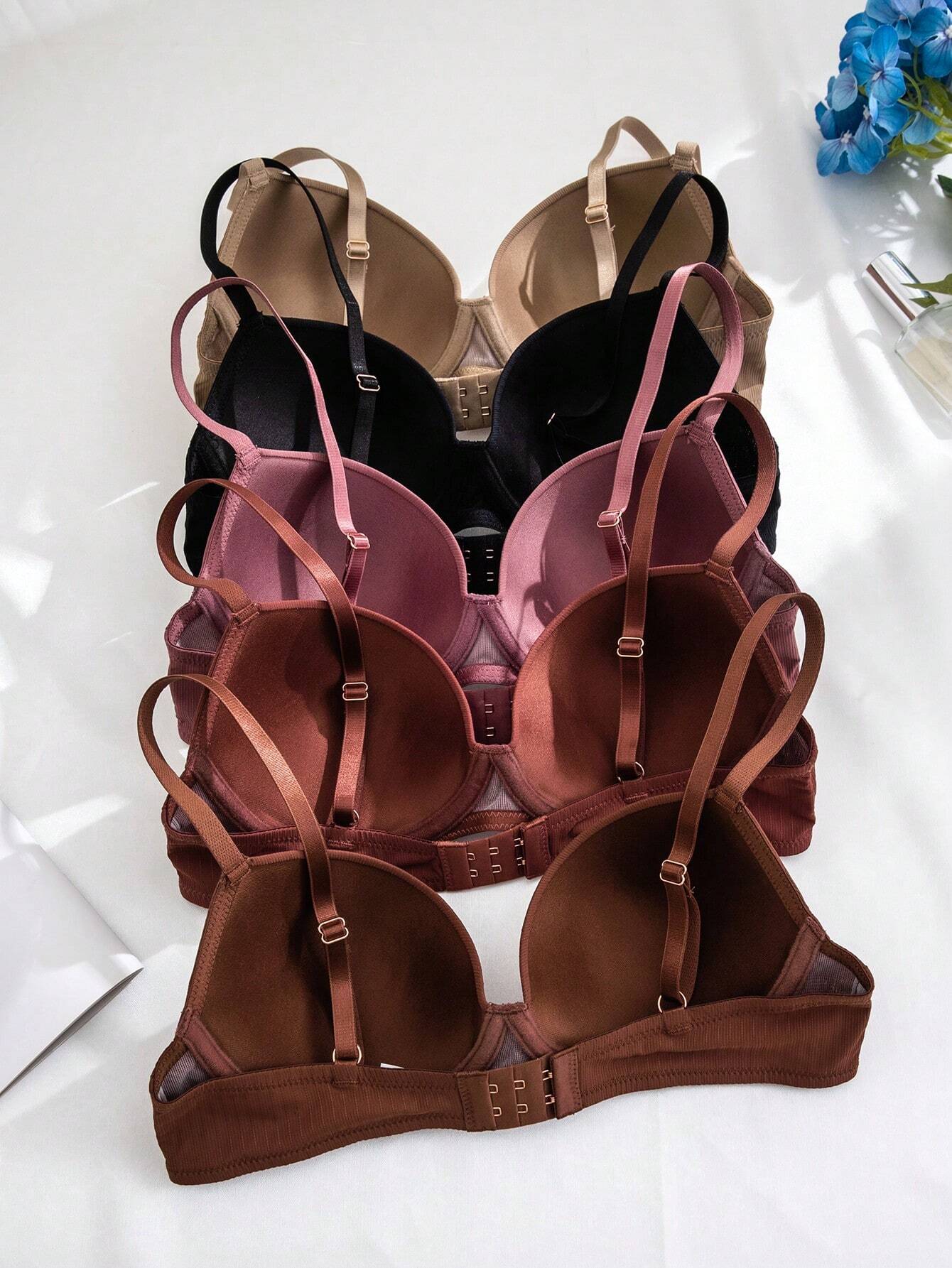 Basics 5pcs Solid Underwire Bra