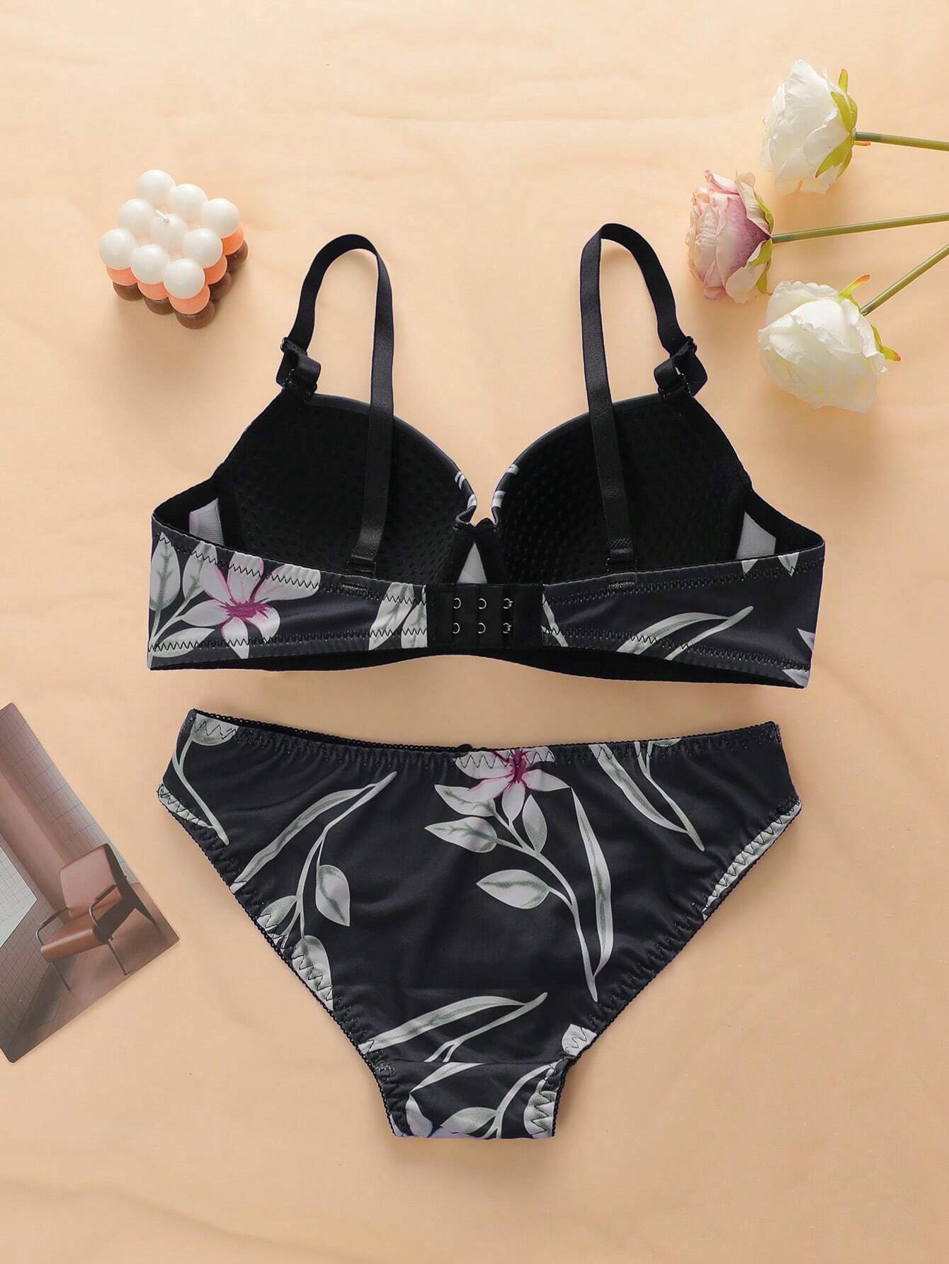 Leopard Print Push Up Underwire Lingerie Set