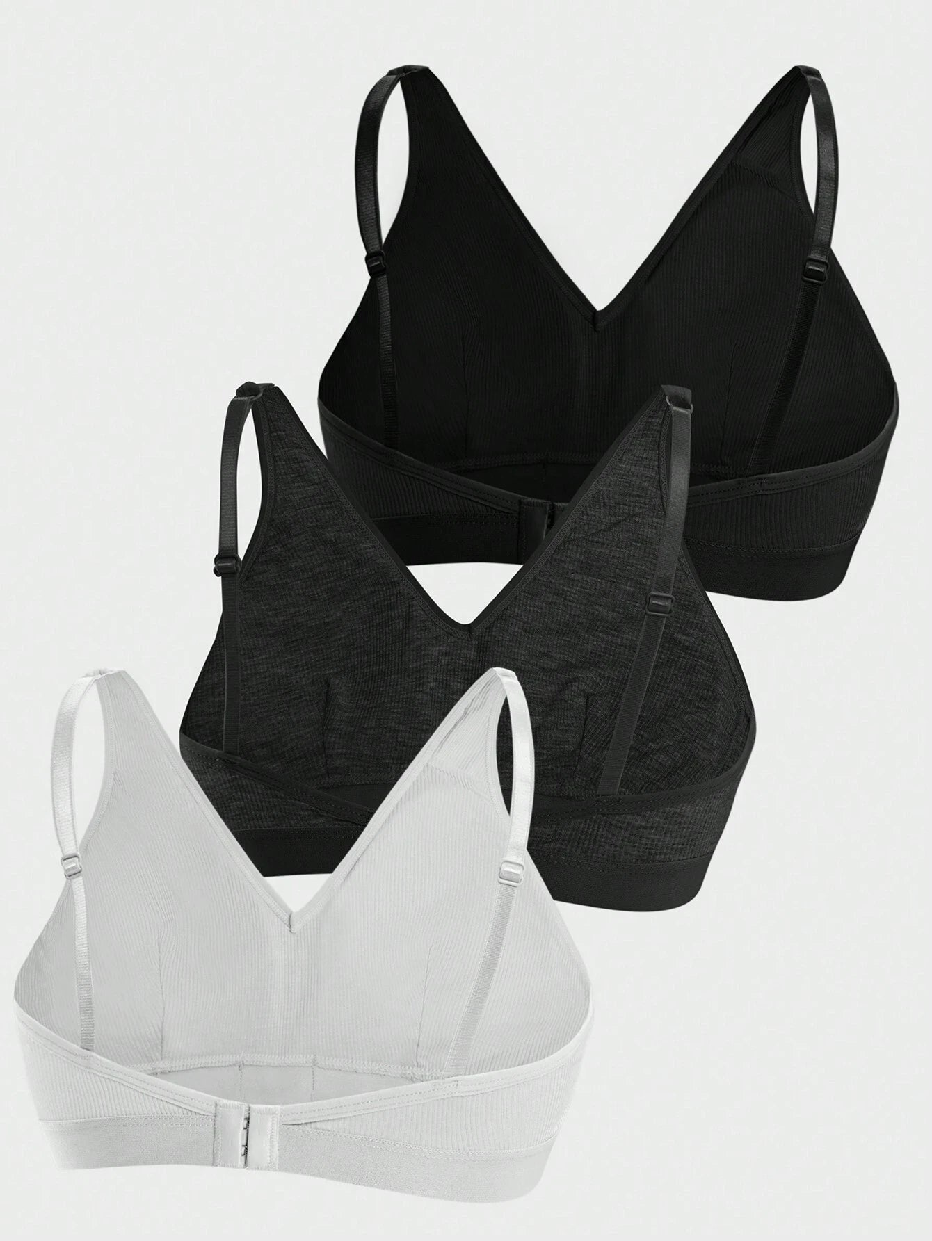 3PCS Ladies Comfortable Wireless Soft Cup Solid Bra Underwear