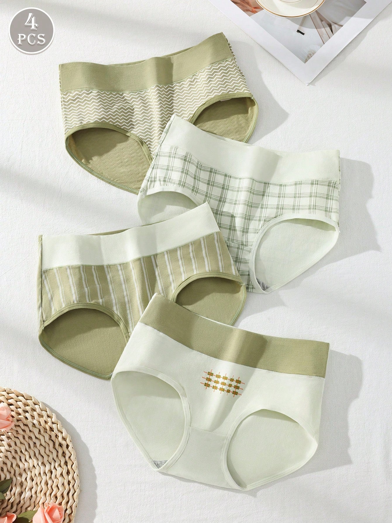 4pcs/Pack Women Plus Size Comfortable Breathable Bikini Underwear