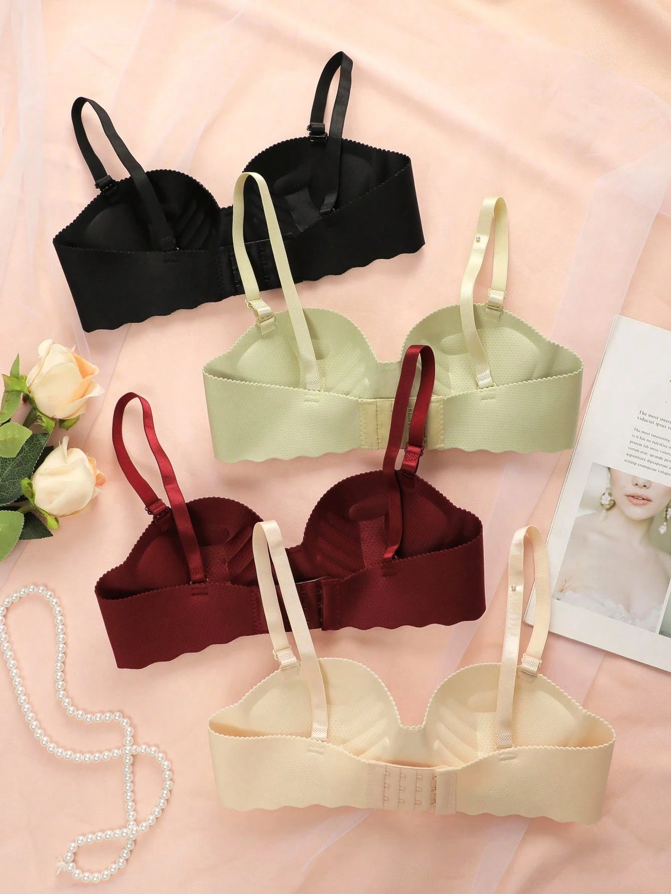 4PCS Underwear Seamless Bra Push Up Bras, With Small Breasts