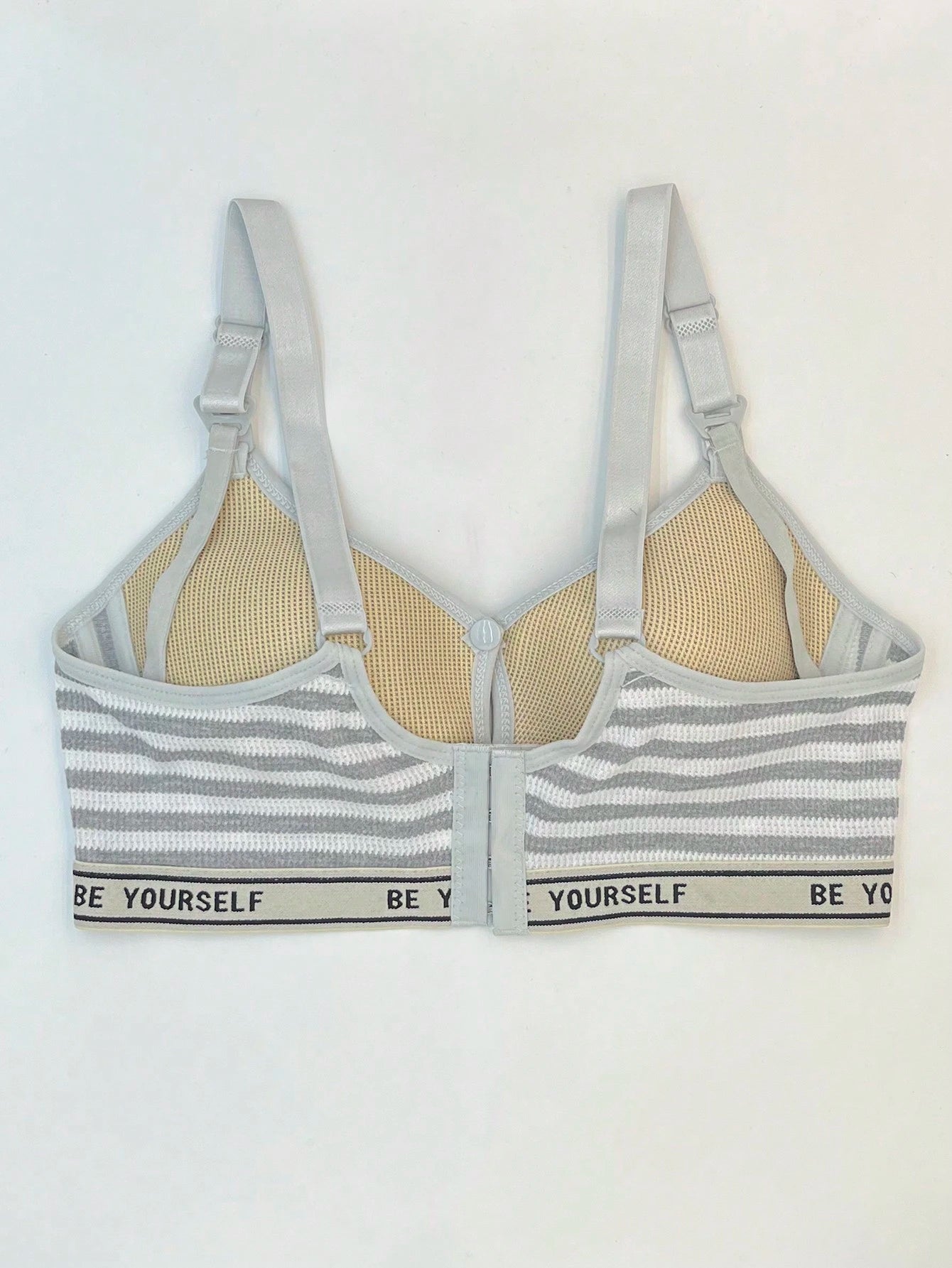 Striped Push-Up Bra Without Underwire, Comfortable And Breathable