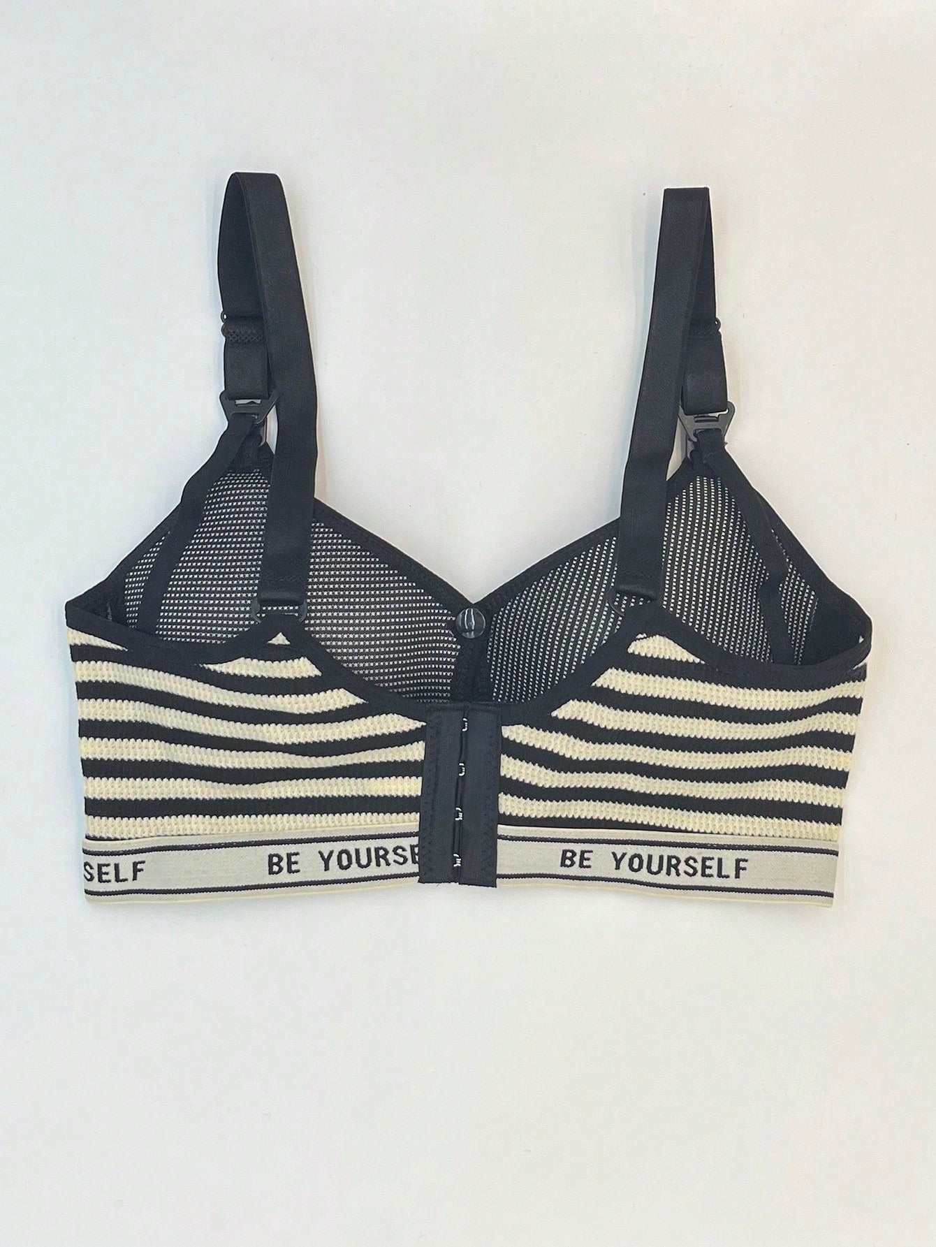 Striped Push-Up Bra Without Underwire, Comfortable And Breathable