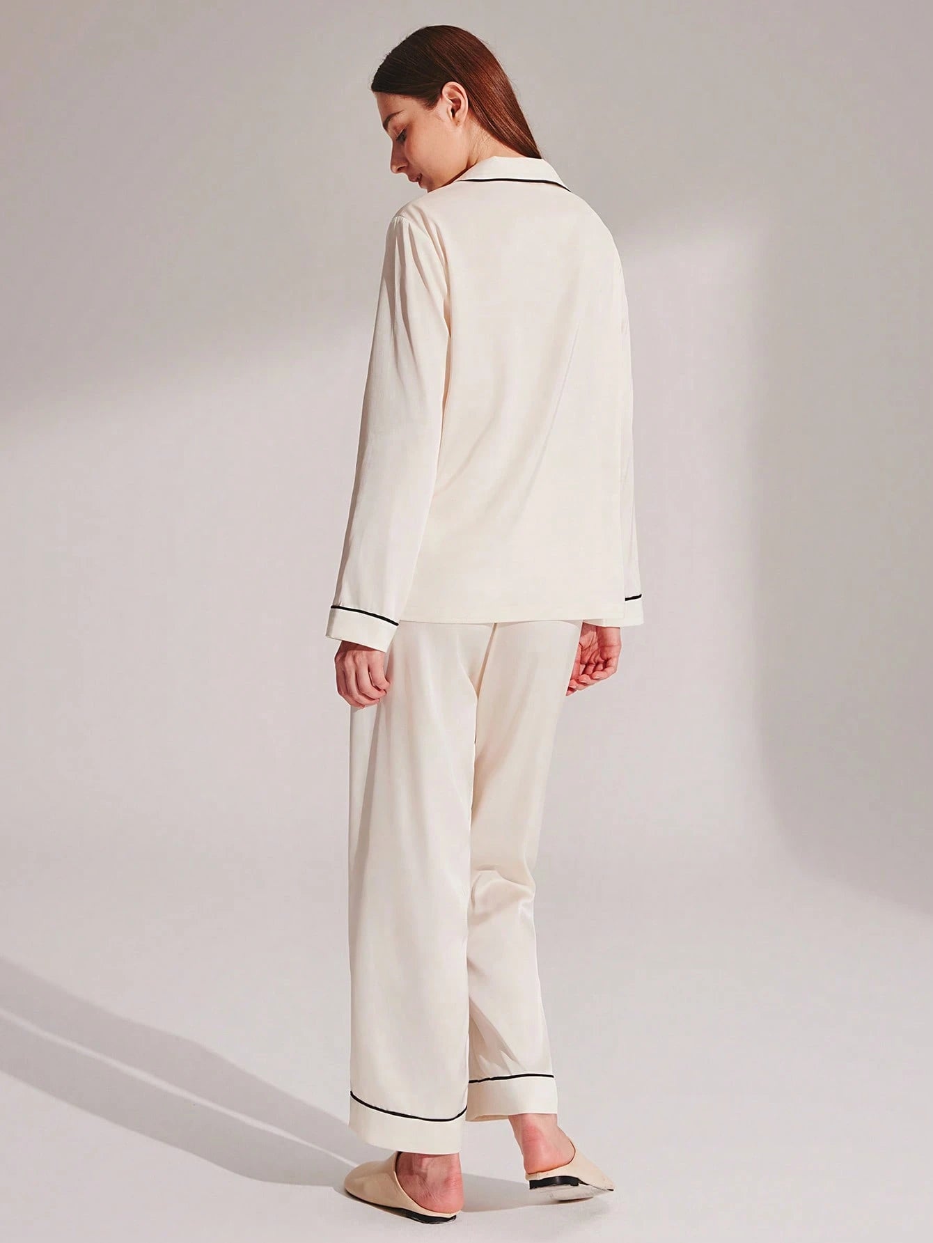 Sleeve Basic Button-Up Top & Pants