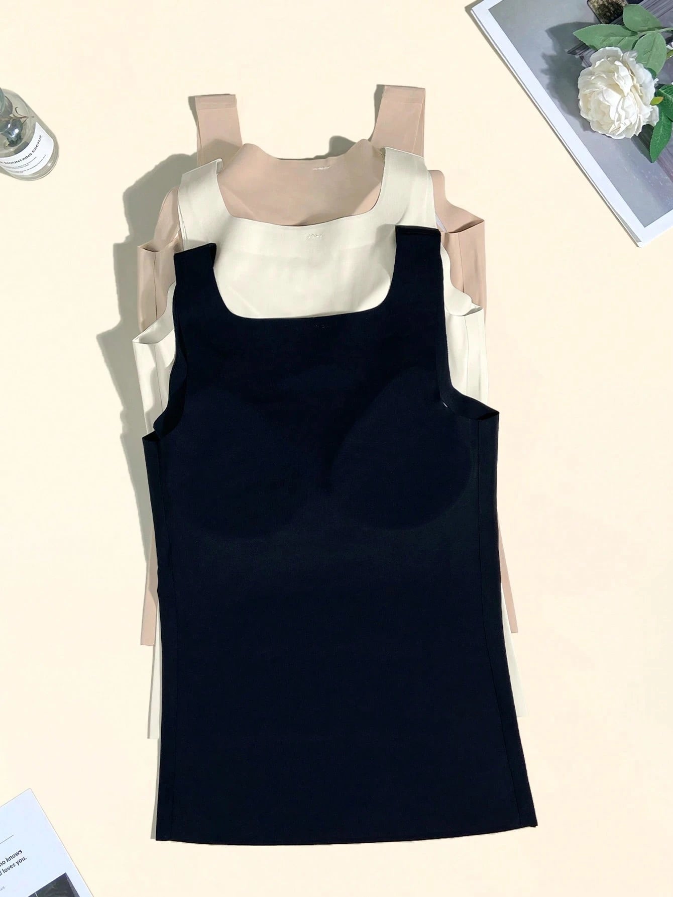 3pcs Minimalist Seamless Camisole Bras With Removable Pads