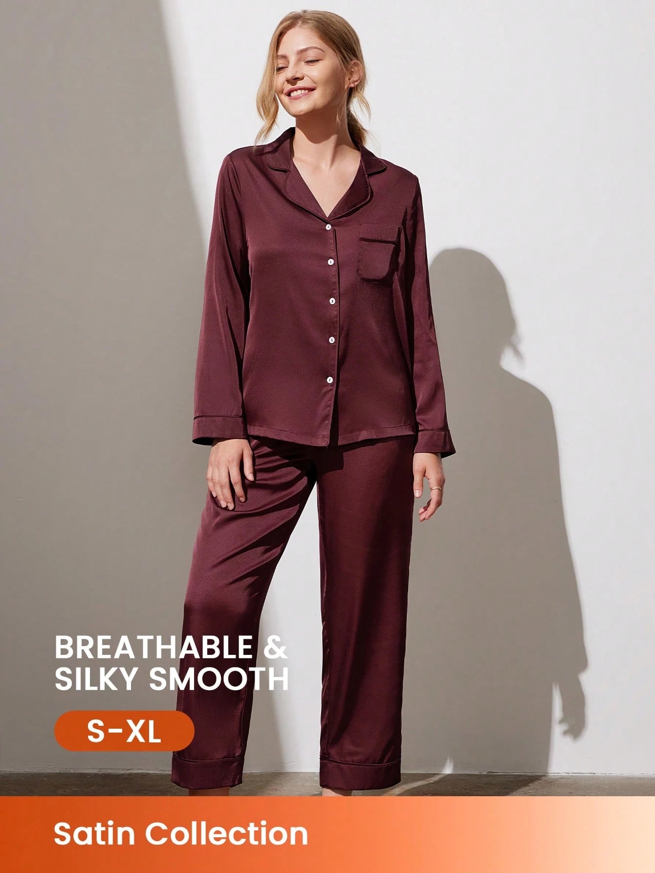 Sleeve Basic Button-Up Top & Pants