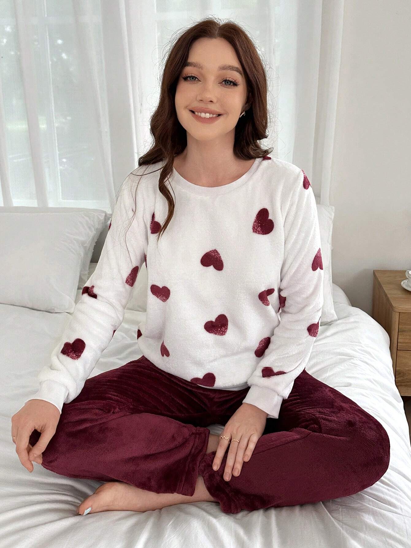Flamingo Pattern Flannel Top &amp; Pants PJ Set / Pajama Set