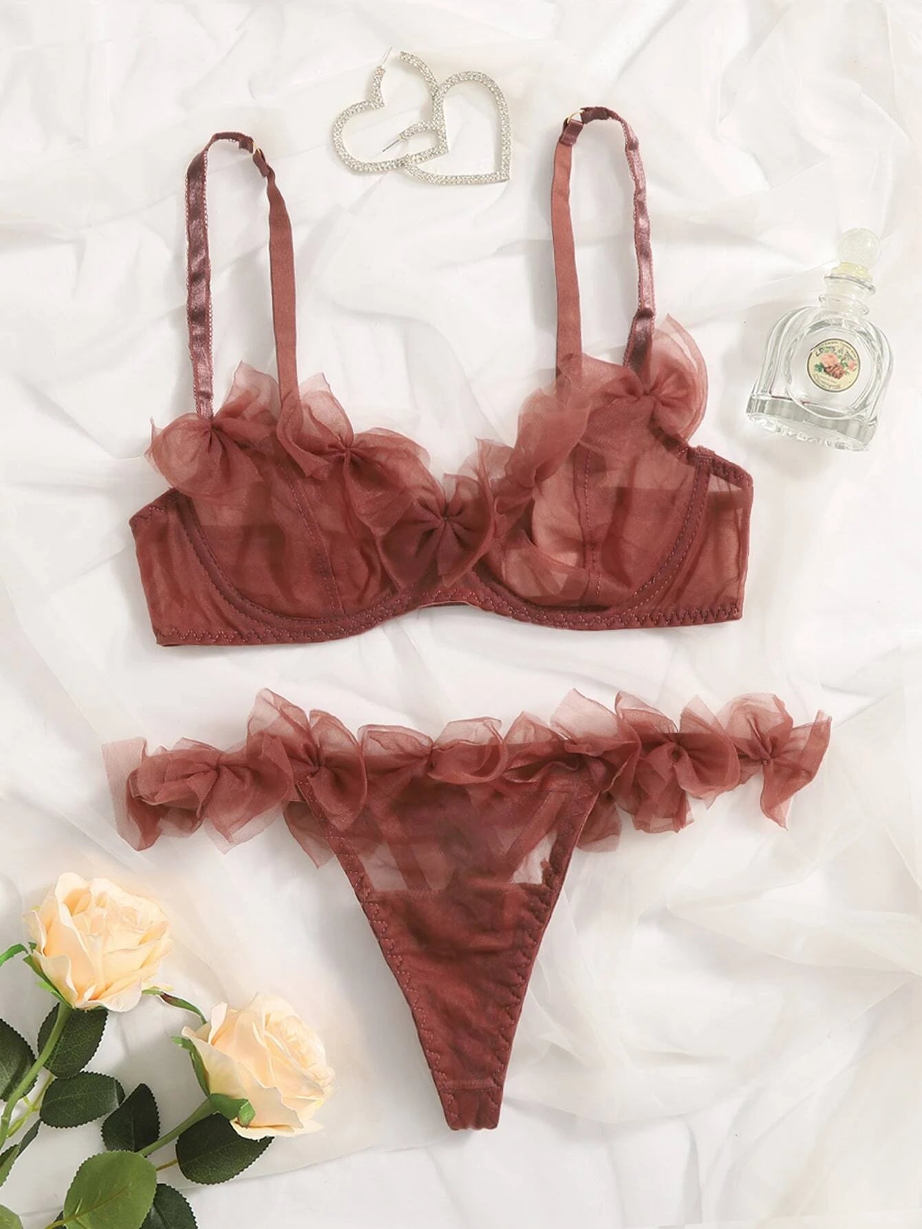 Sheer Mesh Underwire Lingerie Set