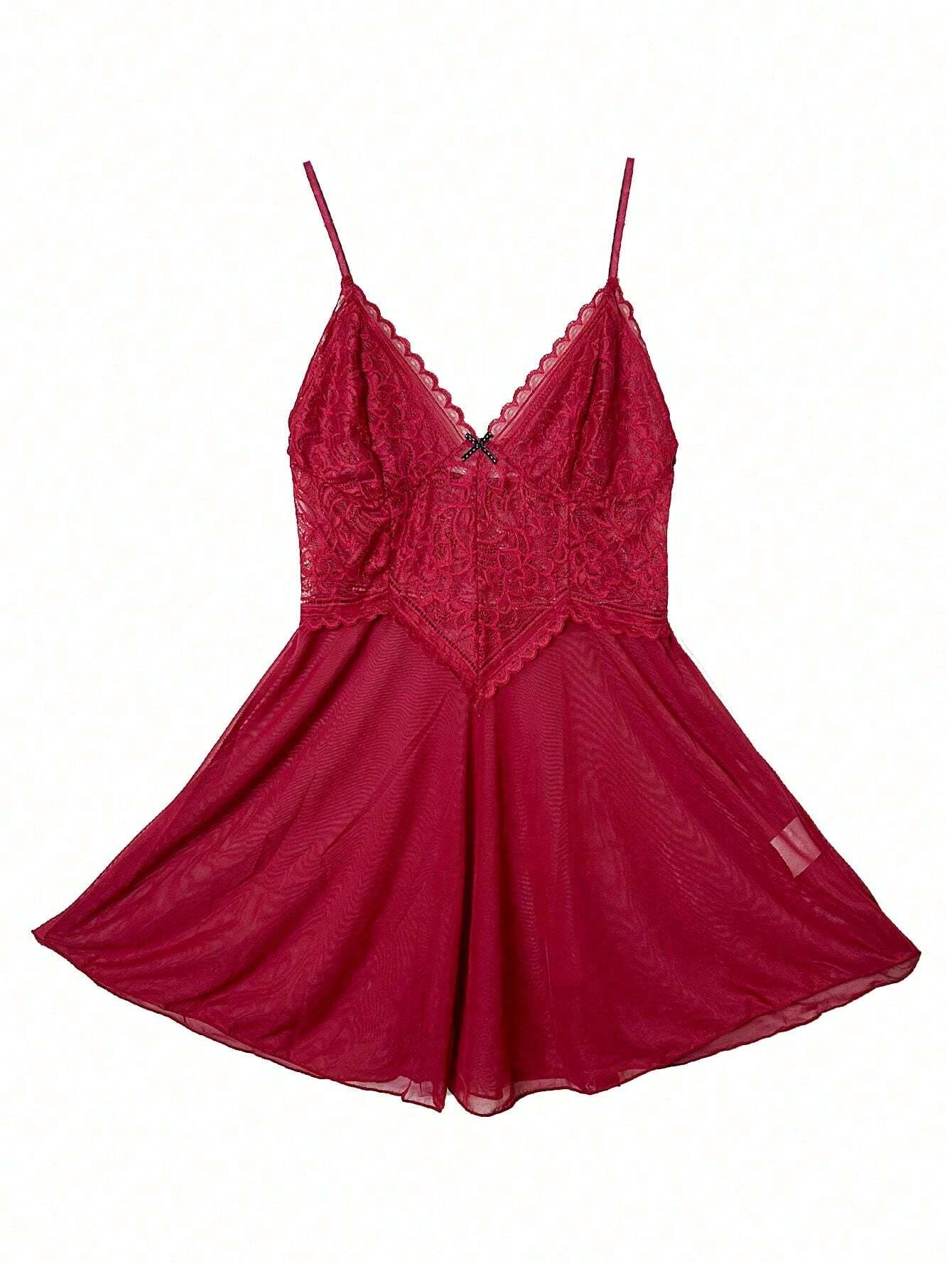 Contrast Lace Mesh Slips Without Thong