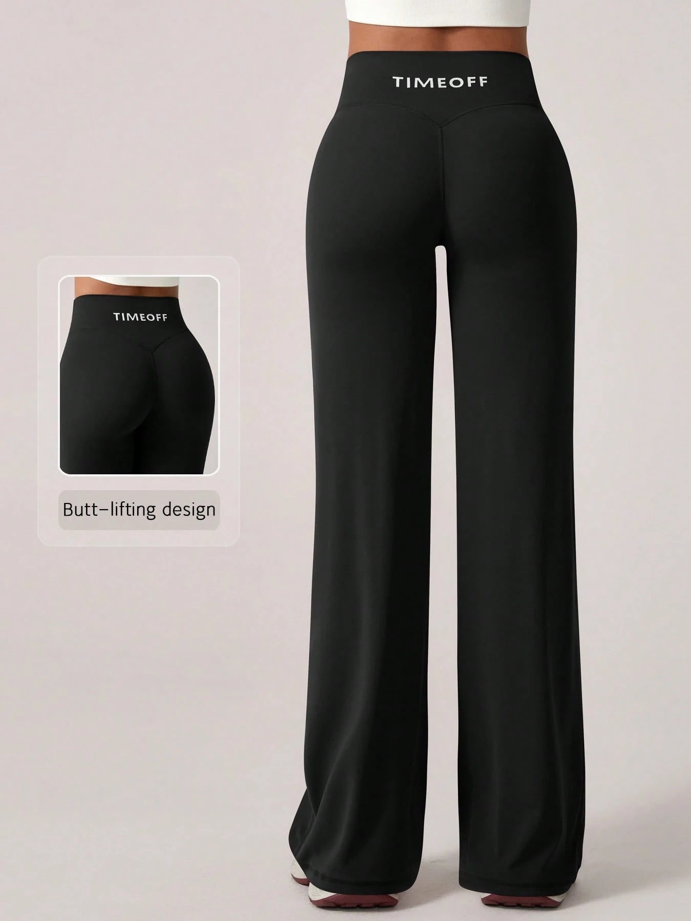 Elastic V-Shaped Lifting Straight Wide-Leg Letter Print Sports Pants