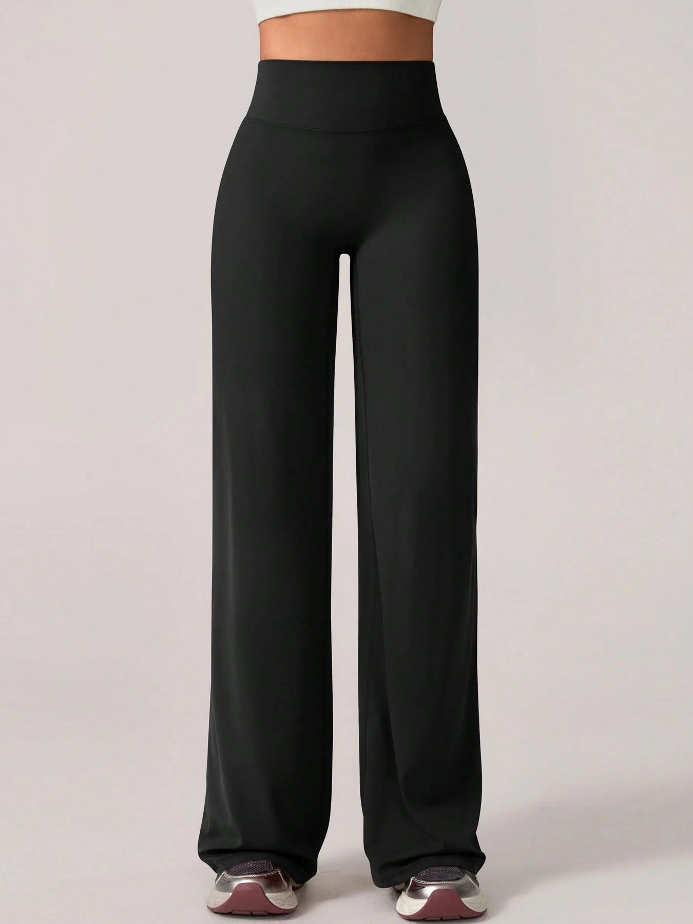 Elastic V-Shaped Lifting Straight Wide-Leg Letter Print Sports Pants
