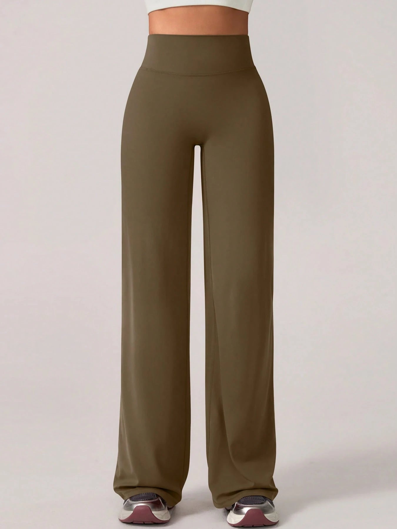 Elastic V-Shaped Lifting Straight Wide-Leg Letter Print Sports Pants