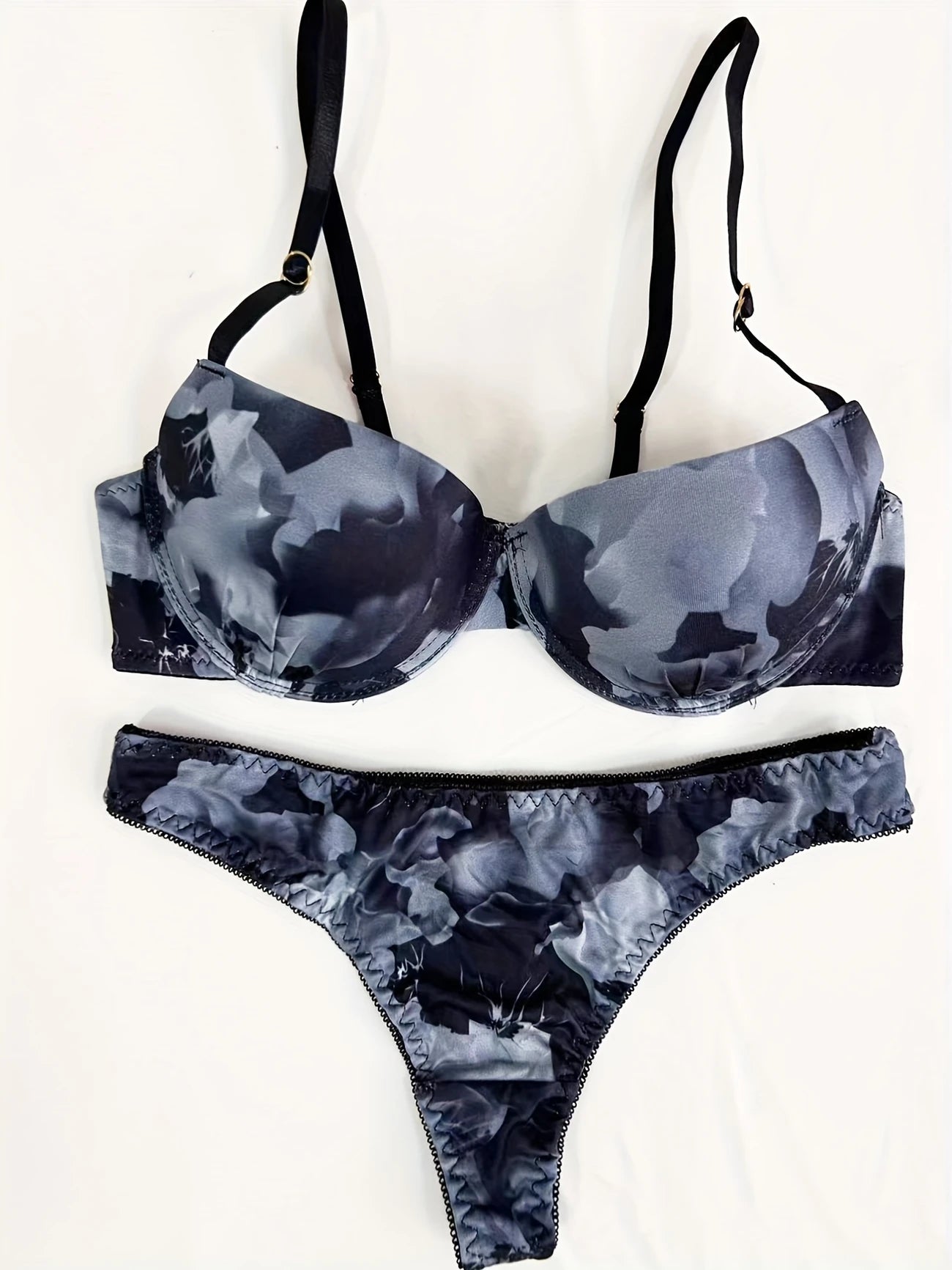 Floral Print Underwire Cami Bra & Thong