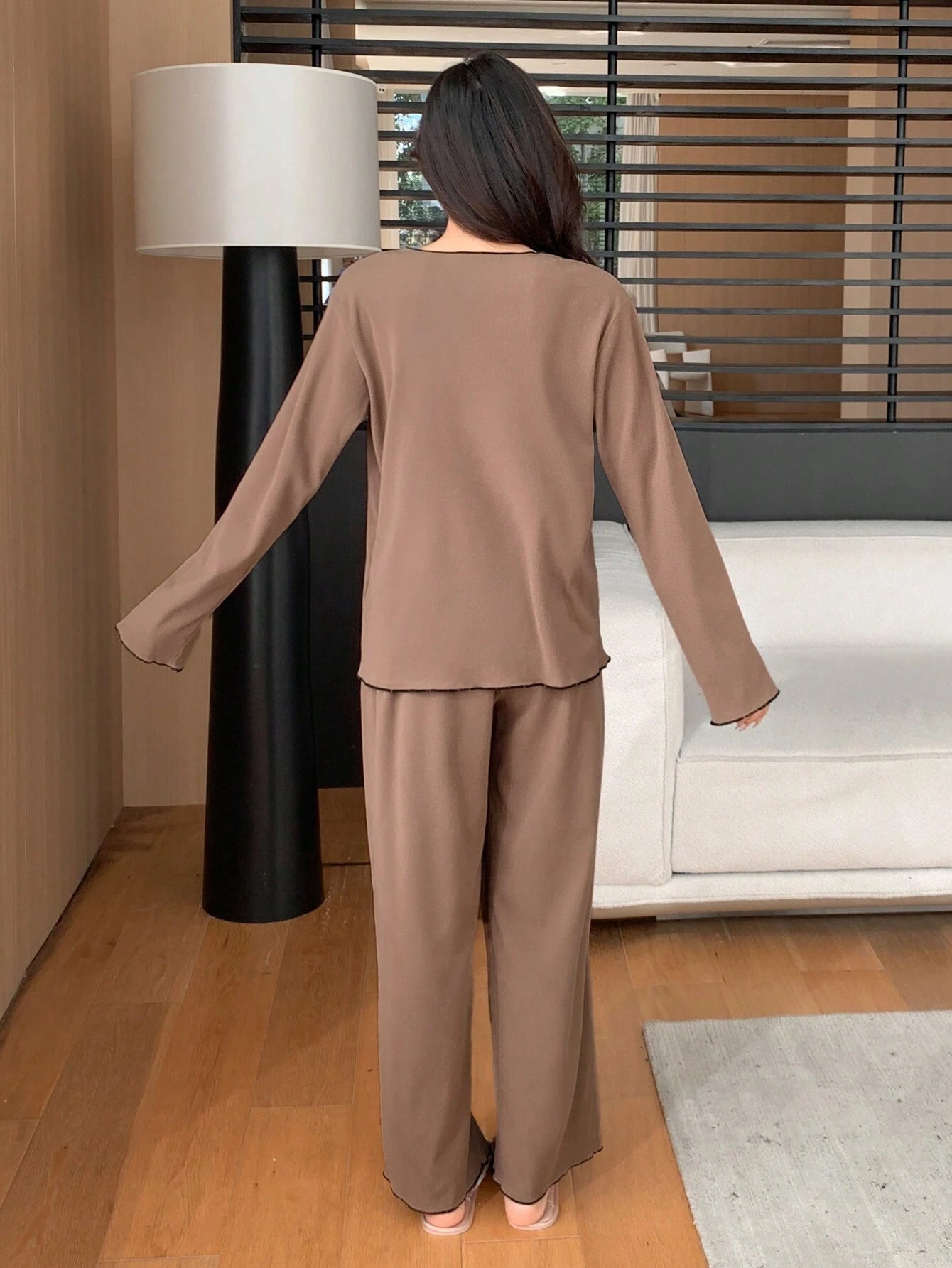 DAZY Simple Front Open Pajama Set