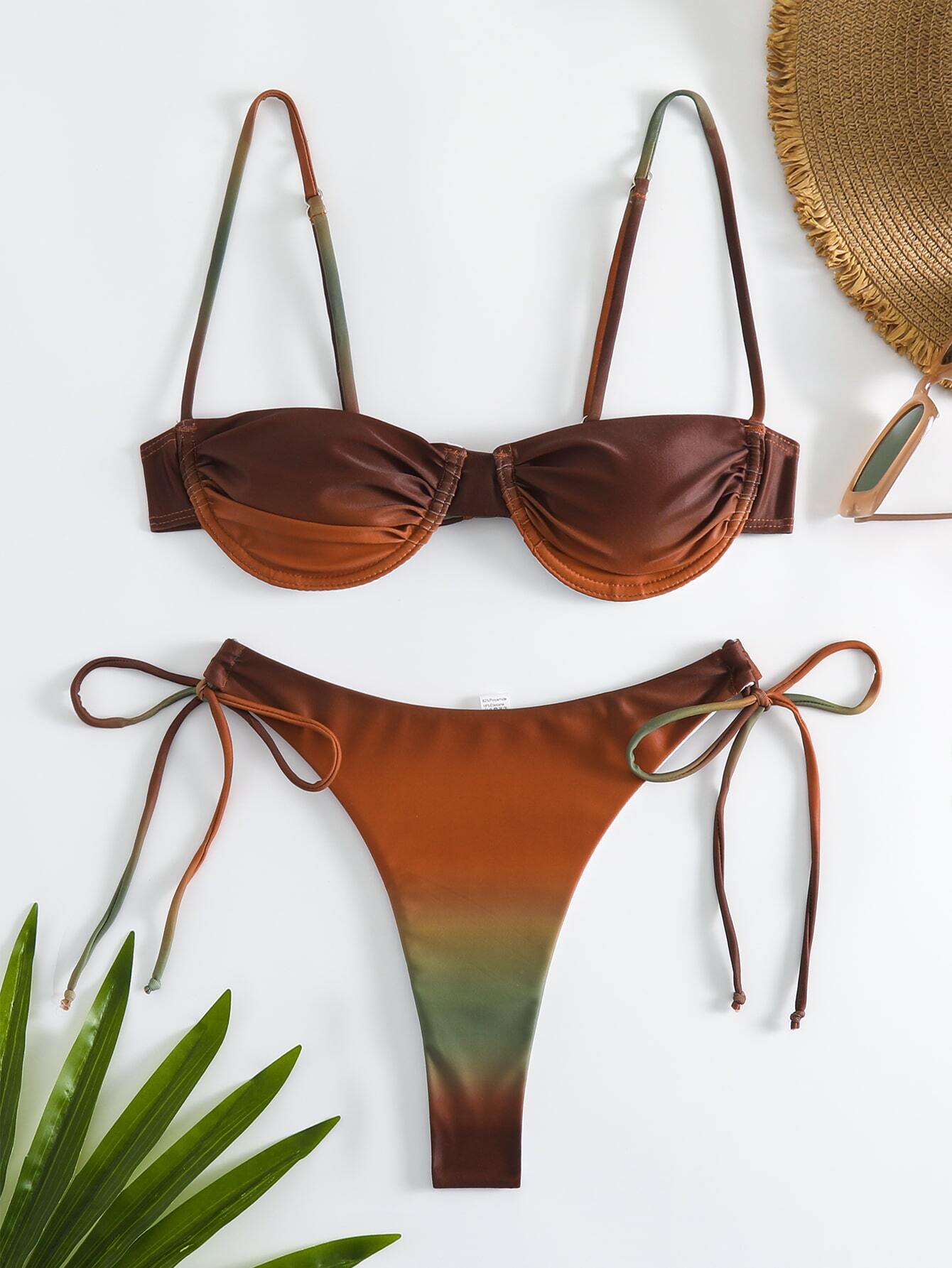 Fashionable And Sexy Ombre Side String Bikini Set
