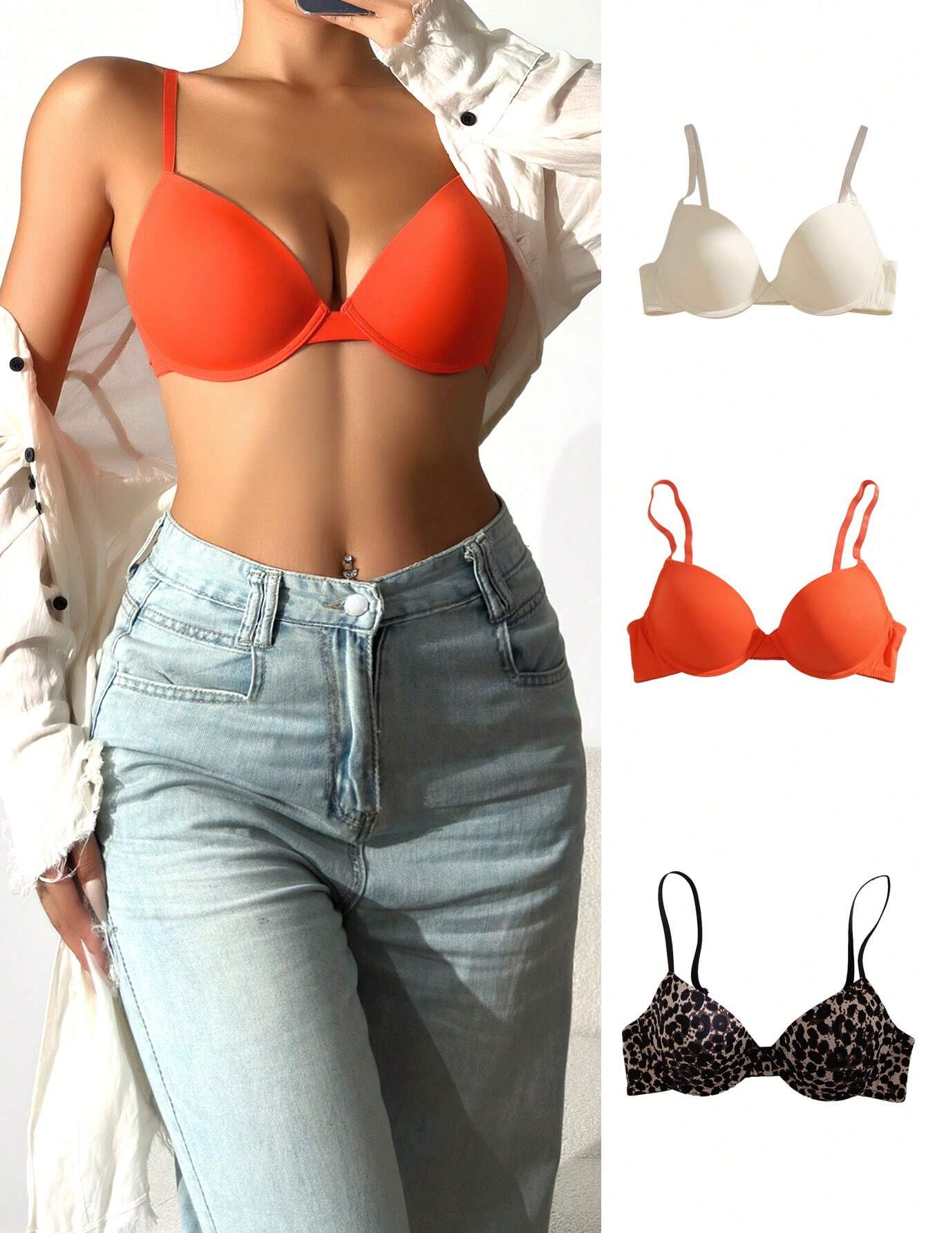3pack Solid Underwire Bra Set