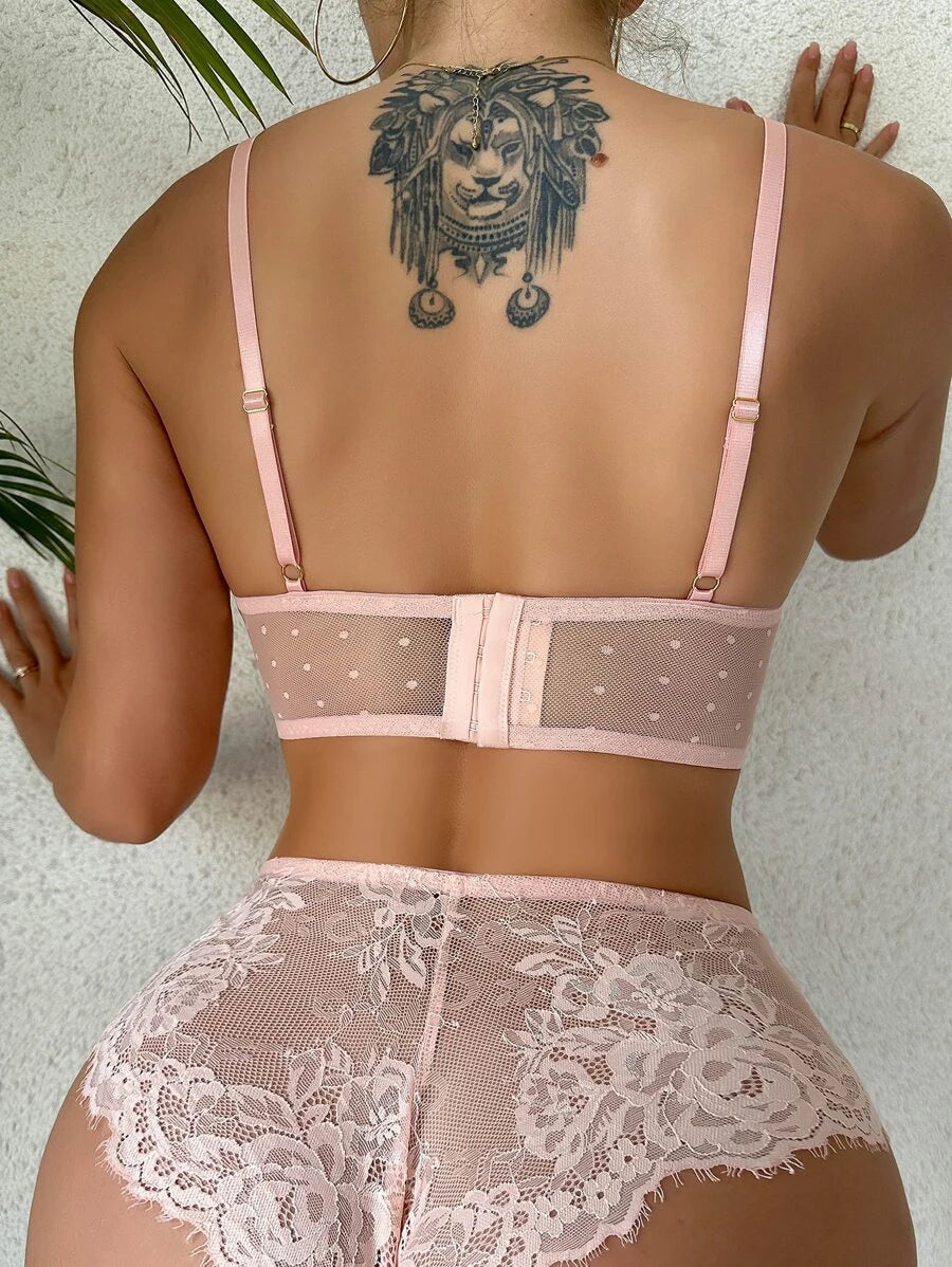 Floral Lace Push Up Lingerie Set