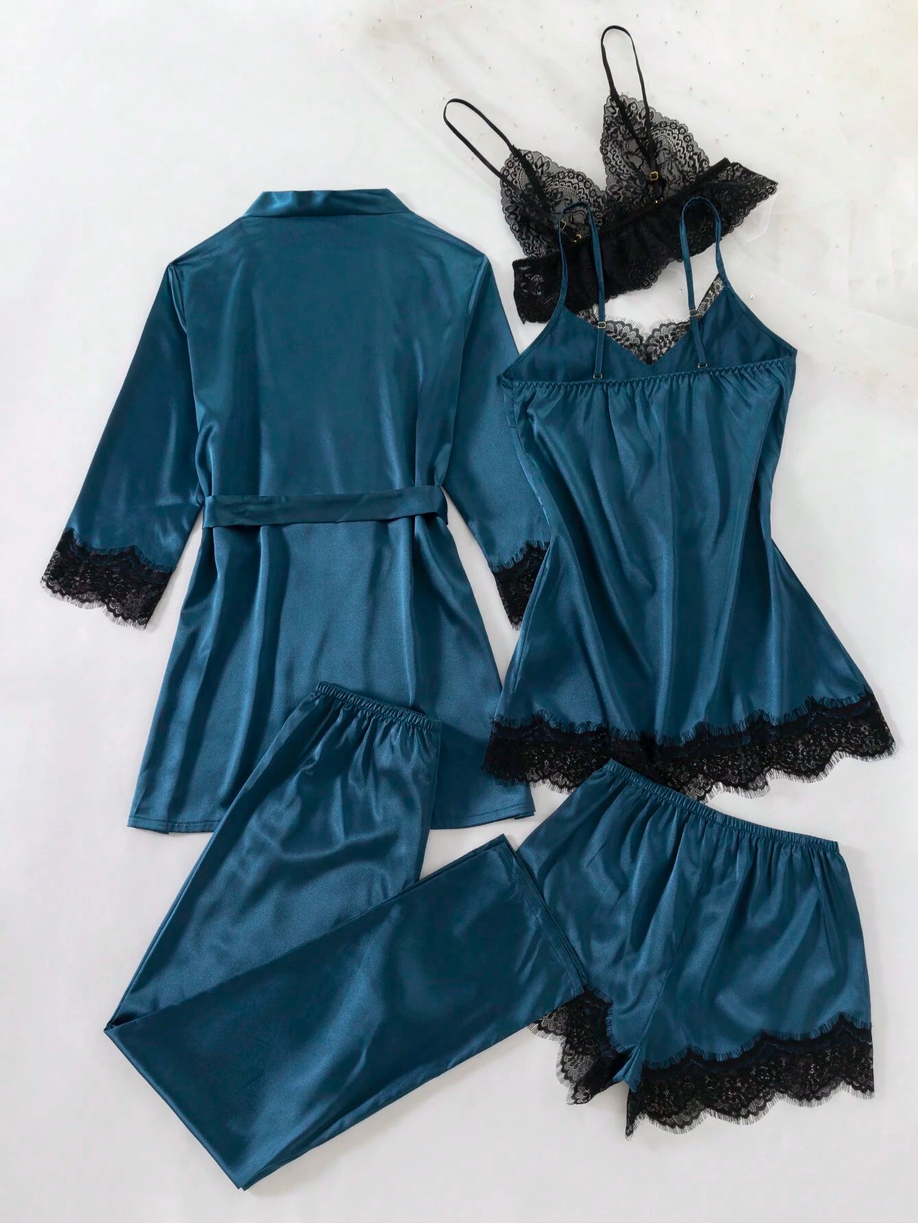 5pcs/Set Lace Splice Pajama Set