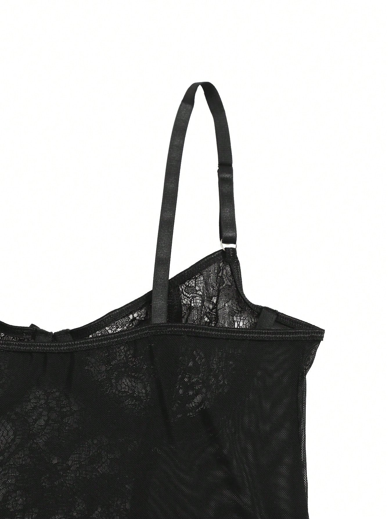 3pack Floral Mesh Underwire Garter Lingerie Set &amp; 1pair Stockings