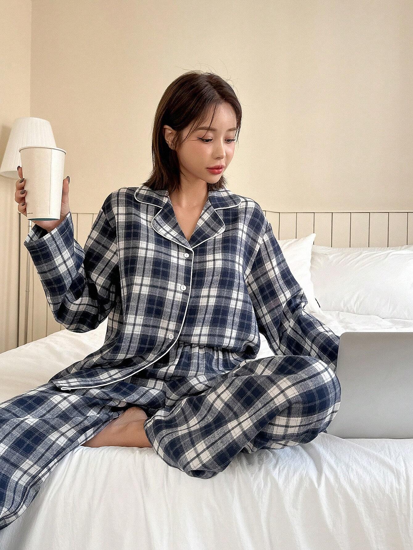 DAZY Solid &amp; Plaid Leisure Pajama Set