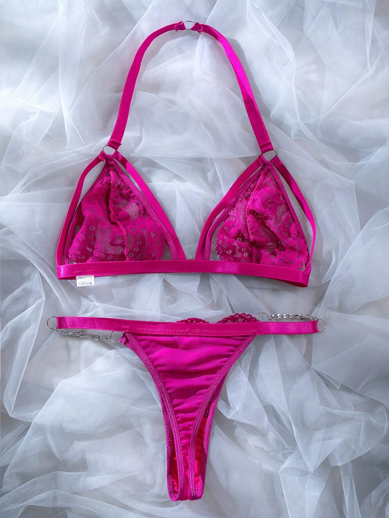 Classic Sexy Floral Lace Harness Lingerie Set