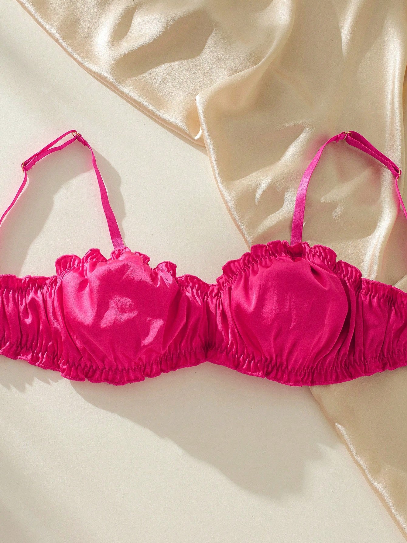 Frill Trim Satin Lingerie Set