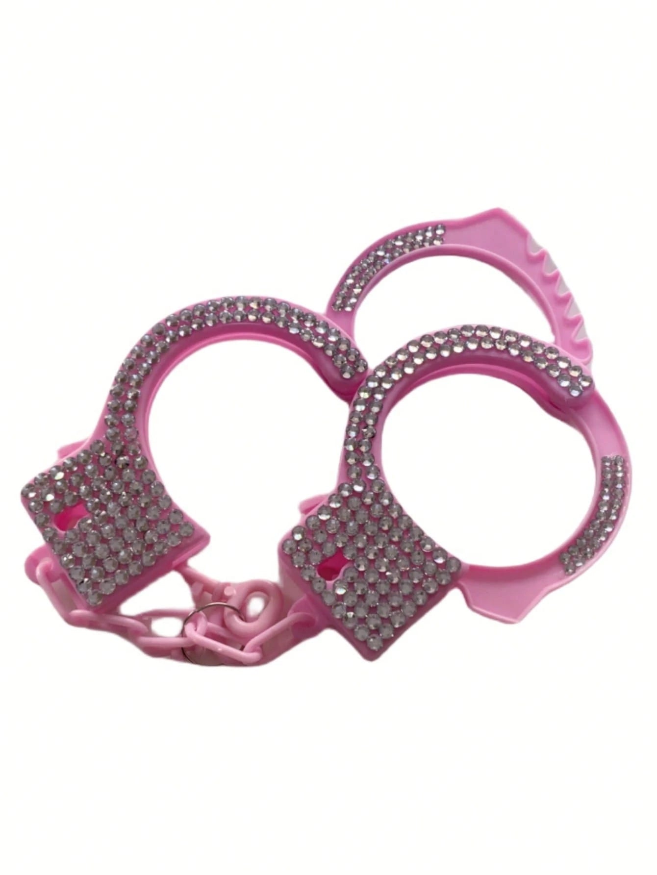 1pc-Diamond Studded Pink Plastic Handcuffs