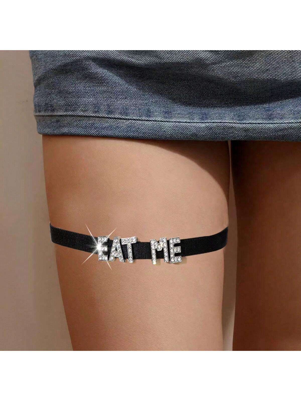 1pc Europe And The United States New Sexy Diamond Flash Letter Elastic Leg Ring Thigh Straps Letters Printed Punk Style Thigh Chain