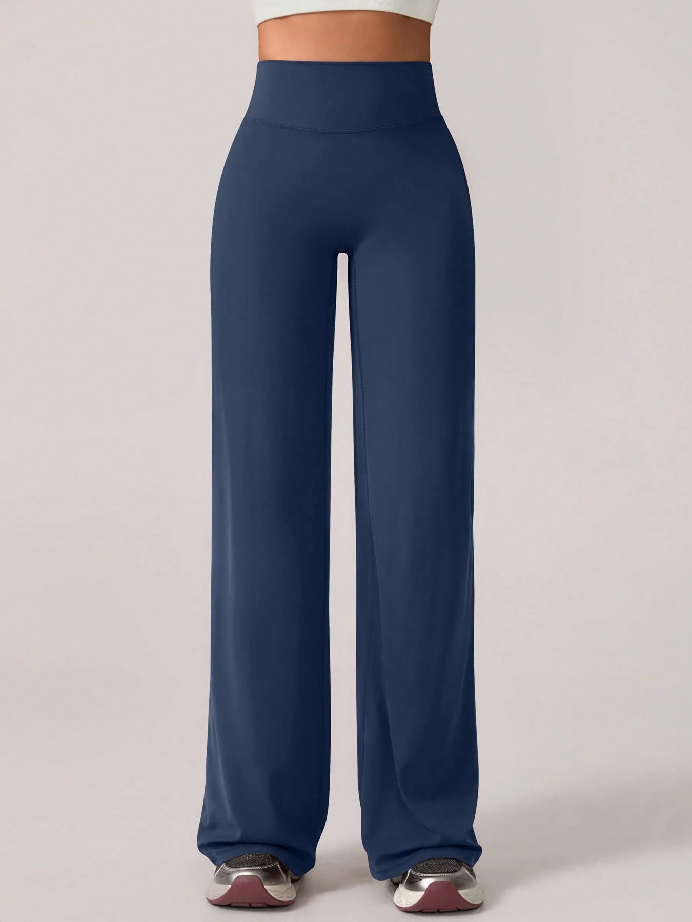 Elastic V-Shaped Lifting Straight Wide-Leg Letter Print Sports Pants