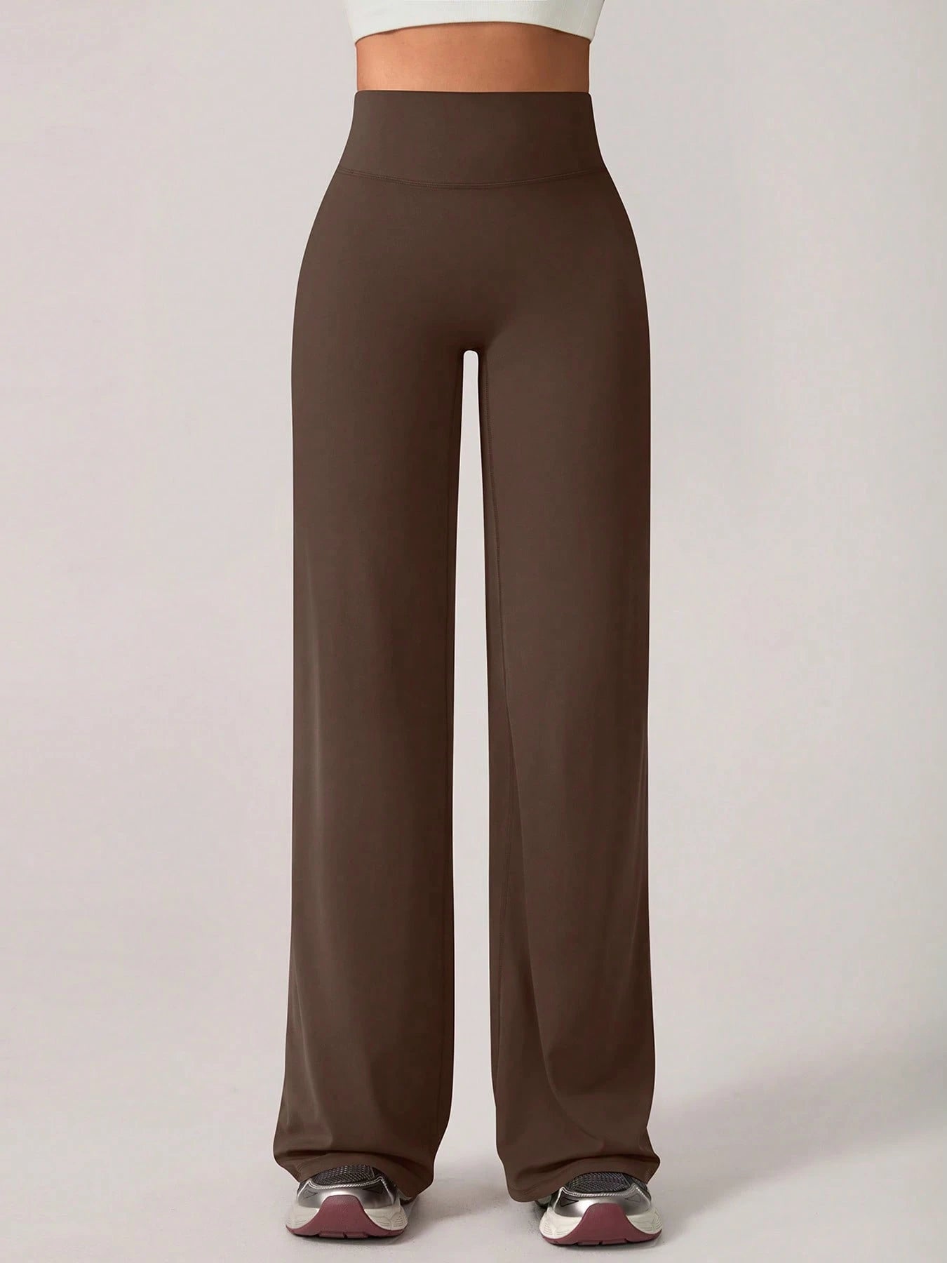 Elastic V-Shaped Lifting Straight Wide-Leg Letter Print Sports Pants