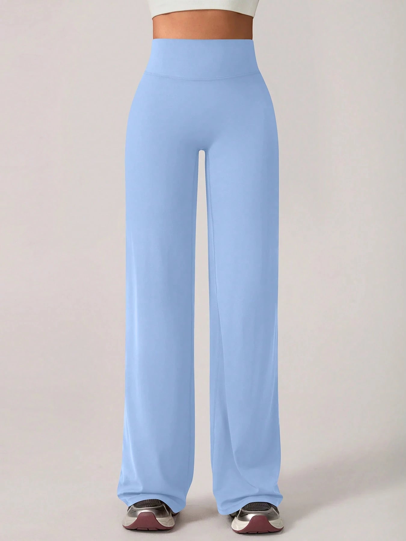 Elastic V-Shaped Lifting Straight Wide-Leg Letter Print Sports Pants