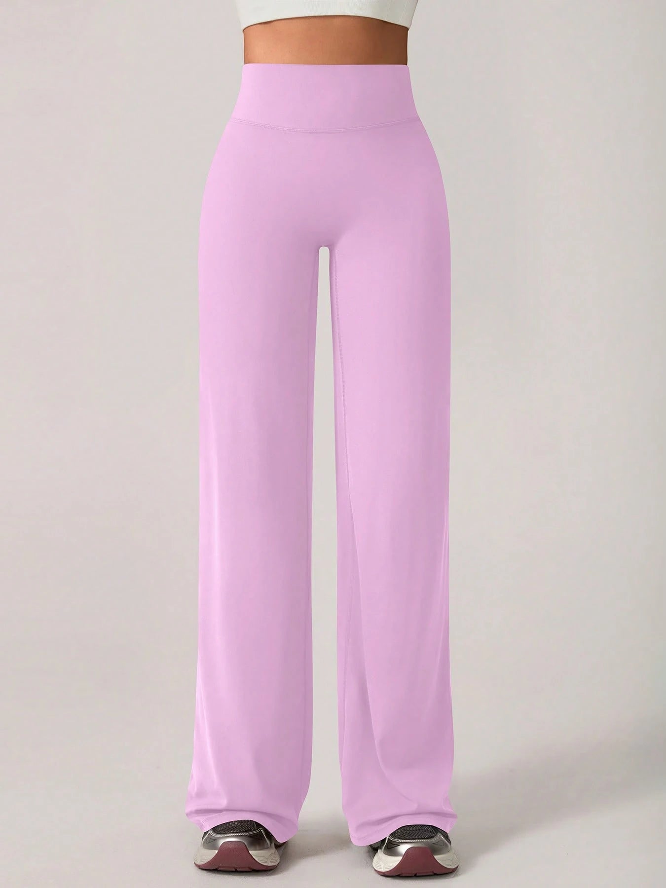 Elastic V-Shaped Lifting Straight Wide-Leg Letter Print Sports Pants