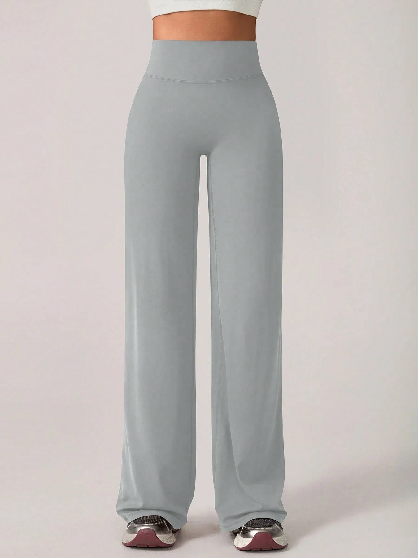 Elastic V-Shaped Lifting Straight Wide-Leg Letter Print Sports Pants