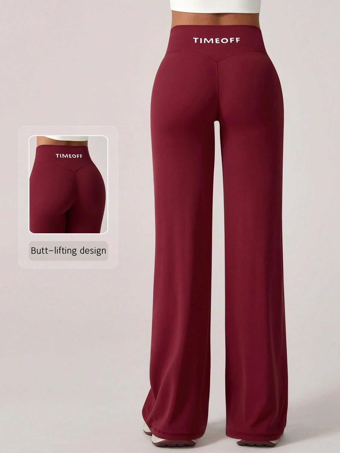 Elastic V-Shaped Lifting Straight Wide-Leg Letter Print Sports Pants