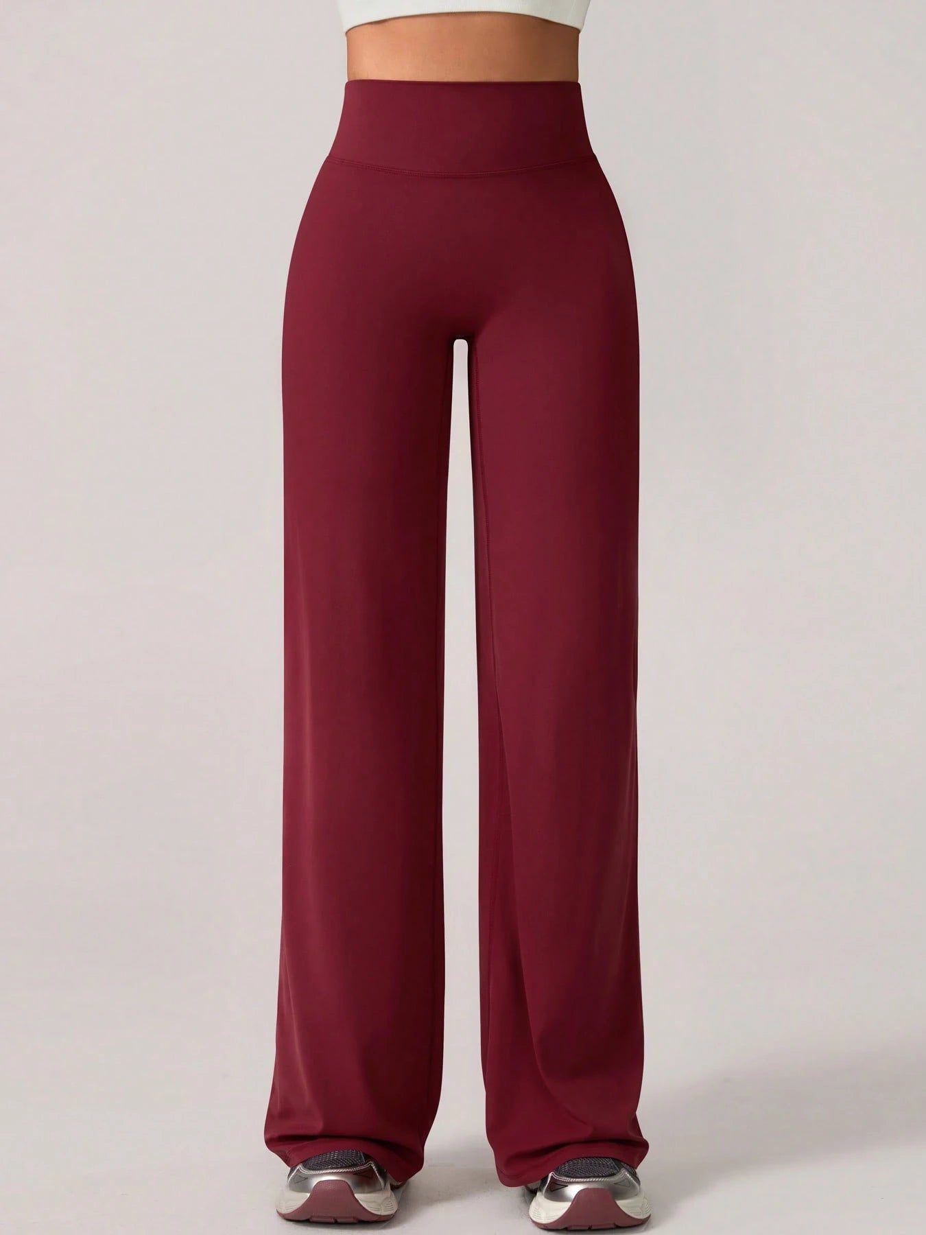 Elastic V-Shaped Lifting Straight Wide-Leg Letter Print Sports Pants