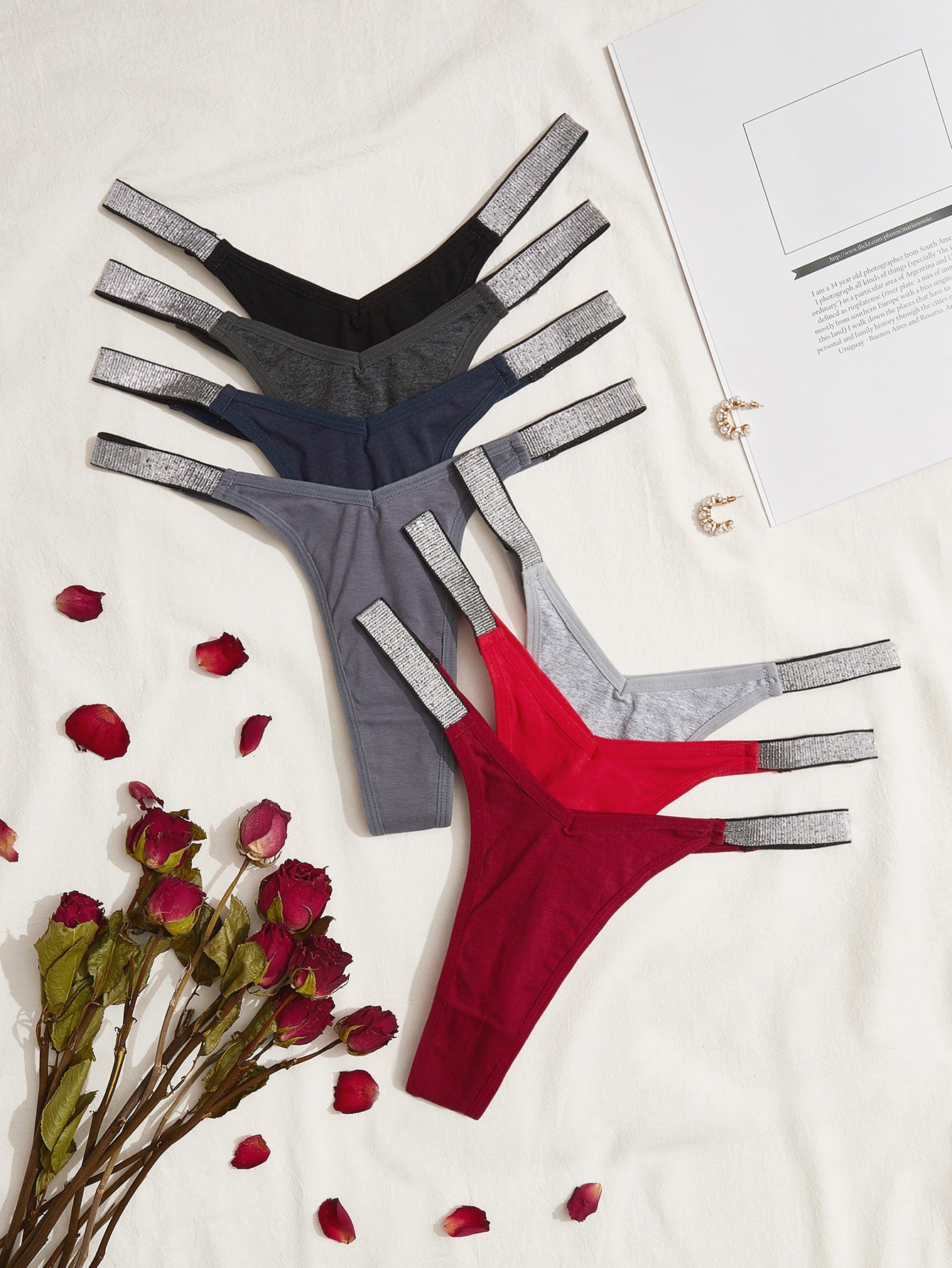 7pack Contrast Tape No Show Panty Set