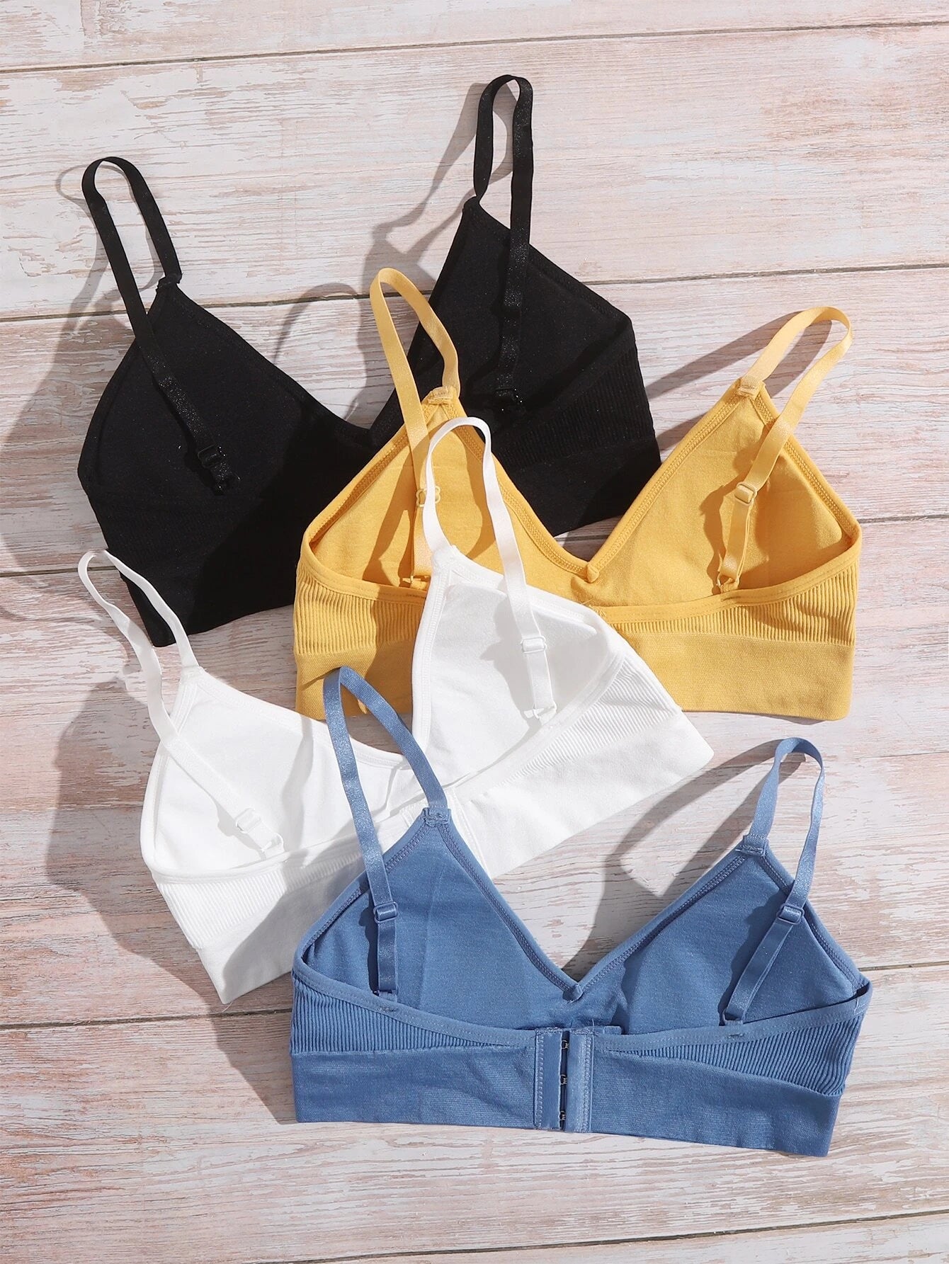 Eraneu 4pack Letter Graphic Rib Bra Set