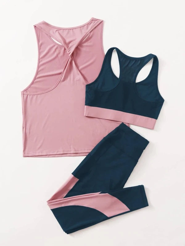 3pcs Colorblock Sports Set