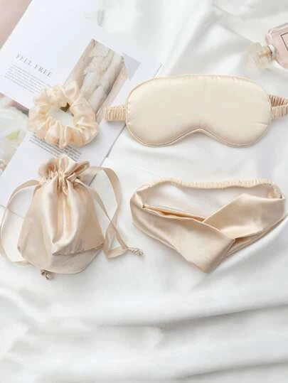 4pcs/Set Silk-Like Eye Mask, Headband, Scrunchie And Sleep Set