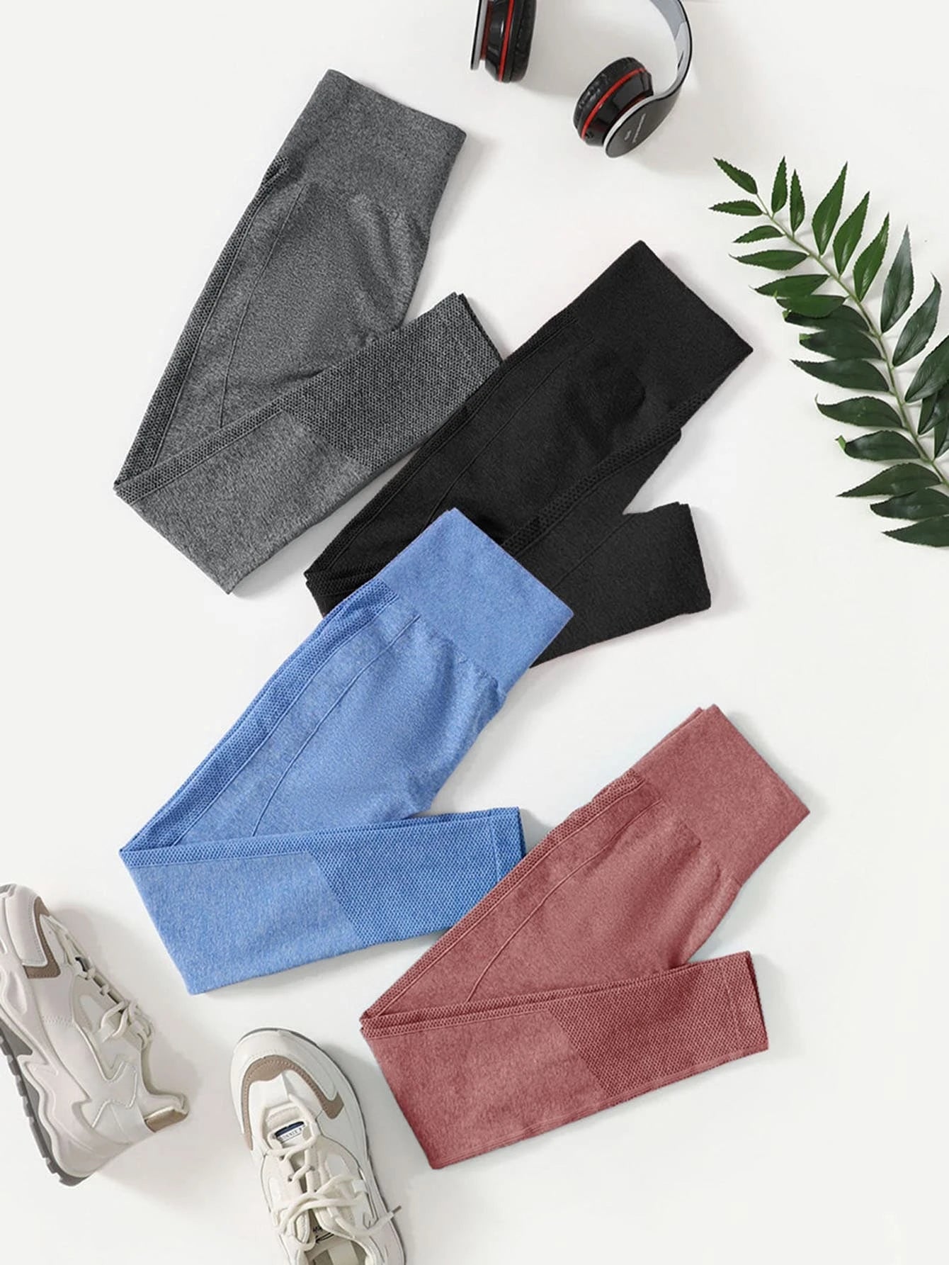 Yoga Basic 4pcs Seamless Wide Waistband Sports Leggings