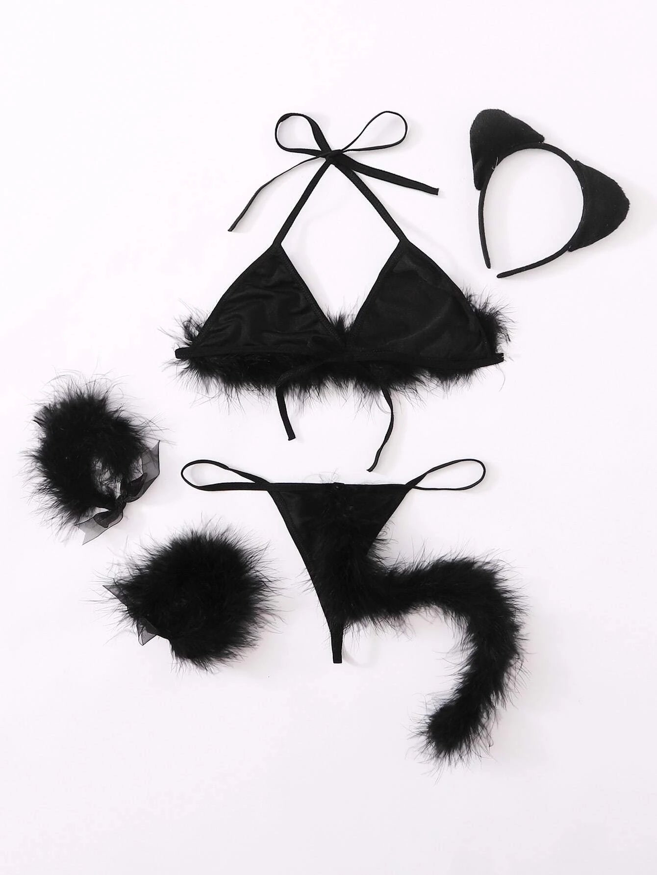 6pack Fluffy Triangle Thong Rabbit Sexy Costume