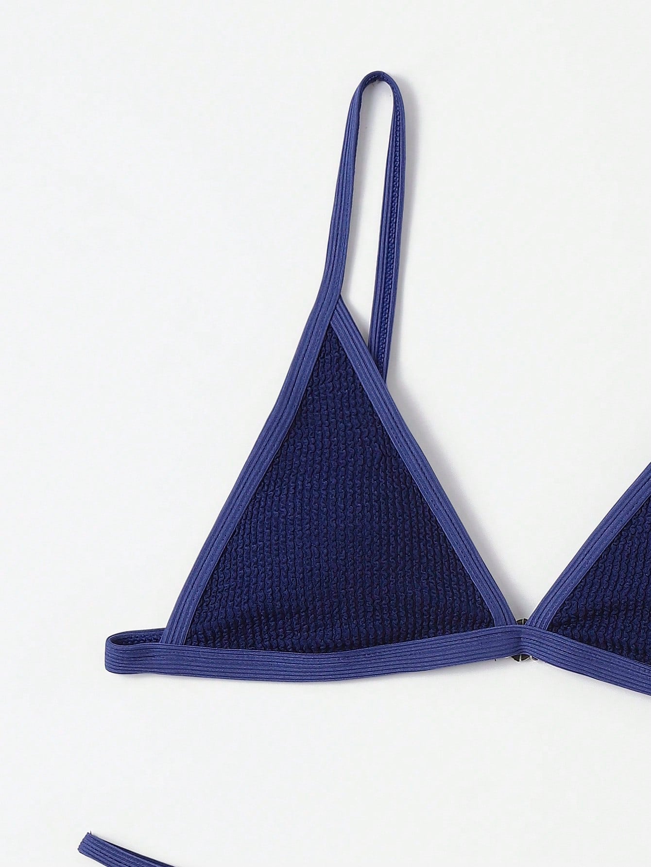 Contrast Binding Triangle Thong Bikini Swimsuit