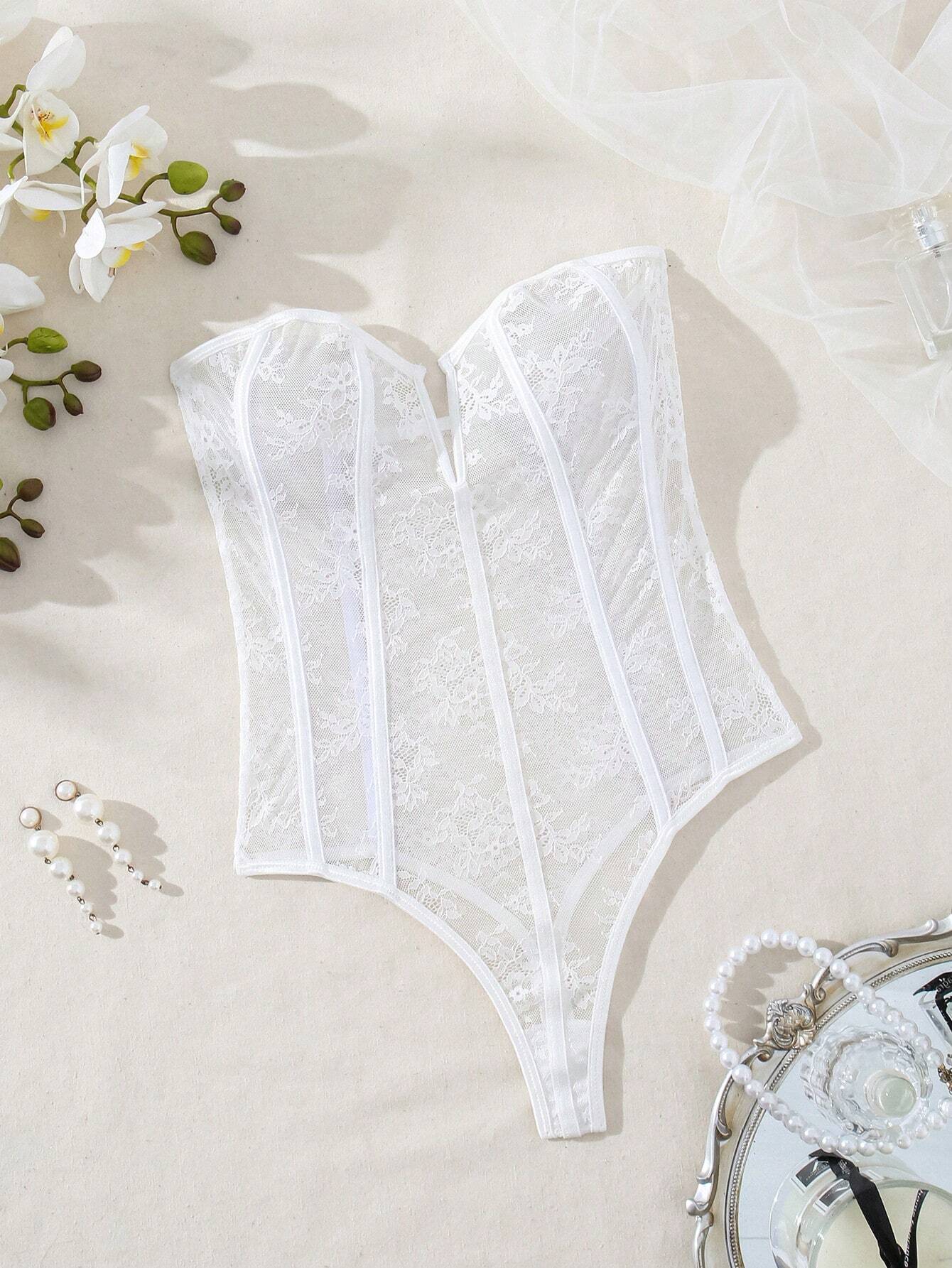 Women's Lace Strapless Sexy Lingerie Bodysuit