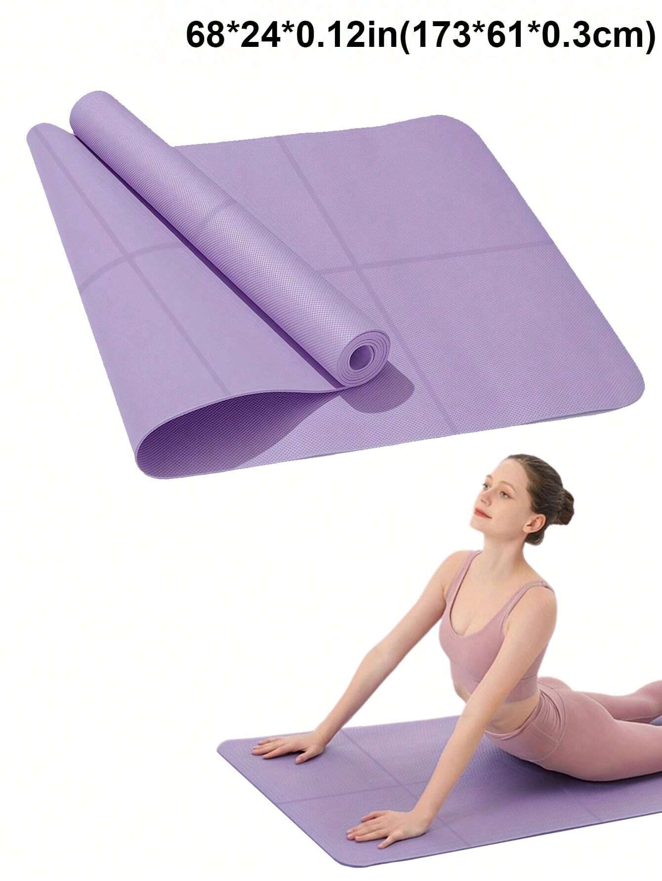 1pc 173*61*0.3cm Eva Yoga Mat For Beginners, Fitness Mat, Dance, Anti-skid Exercise Pad Violet Purple One-Size